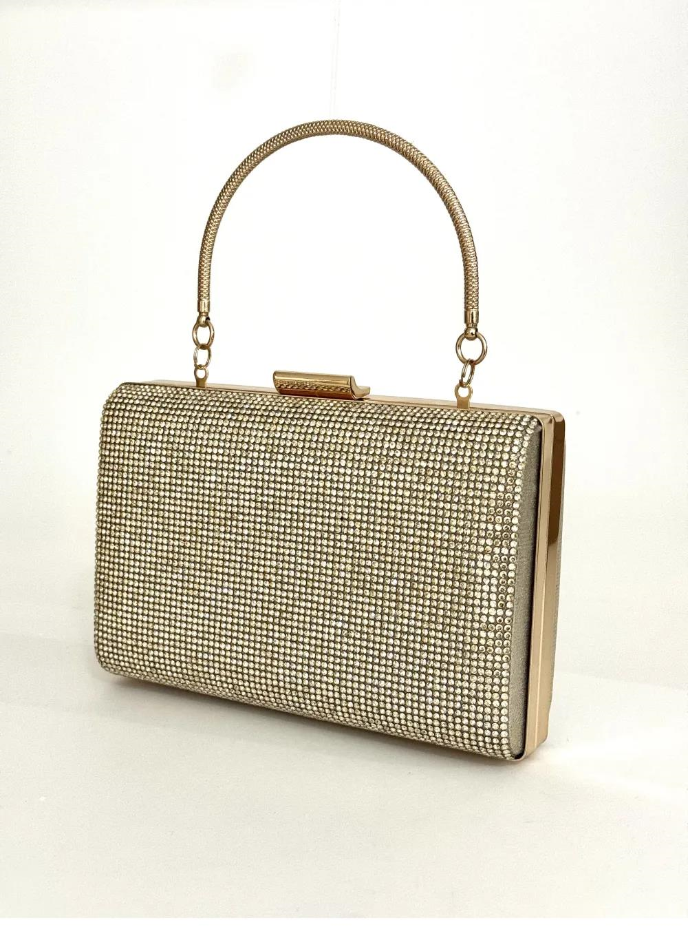 Nesil Shoes Mono 359 Altın Taşlı Abiye Bayan El Çantası