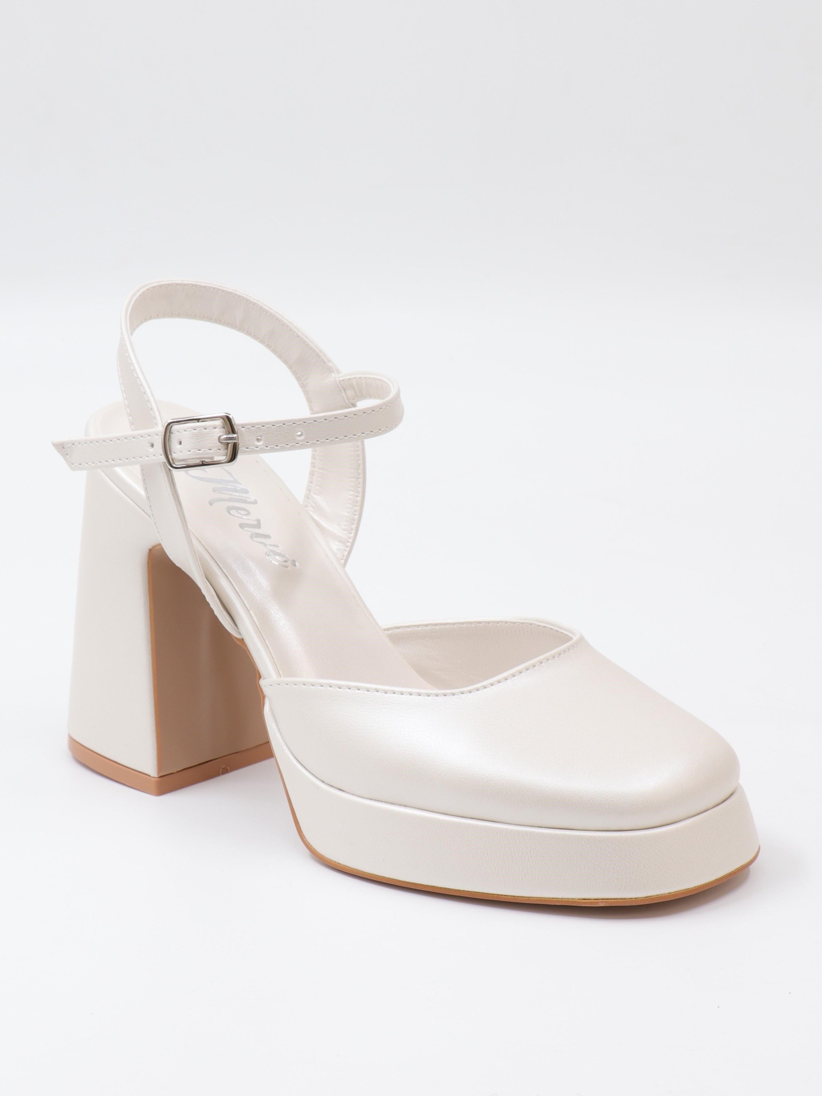 Nesil Shoes Mrv 185821 Sedef Arkası Açık Gelinlik Sandalet