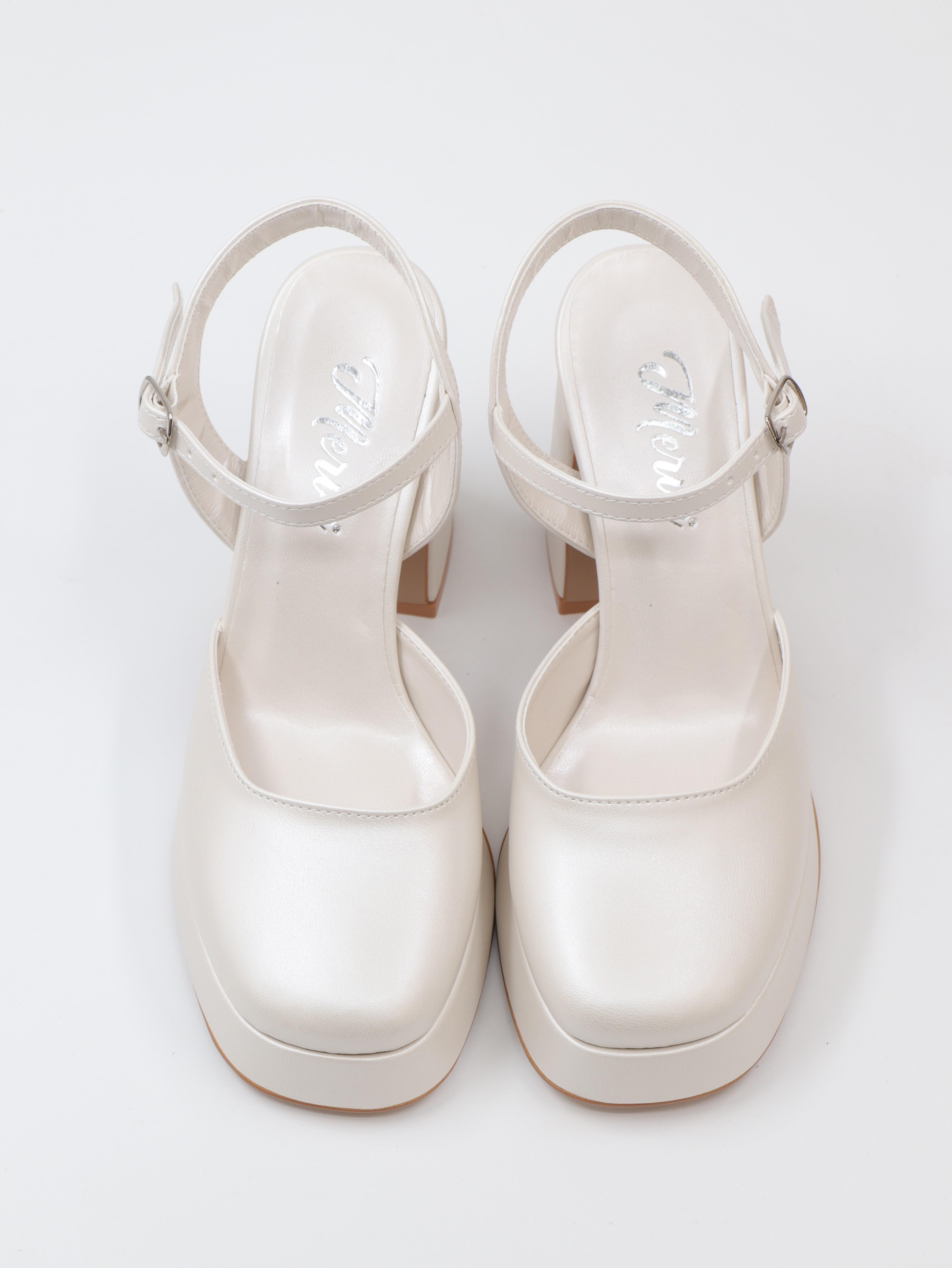 Nesil Shoes Mrv 185821 Sedef Arkası Açık Gelinlik Sandalet
