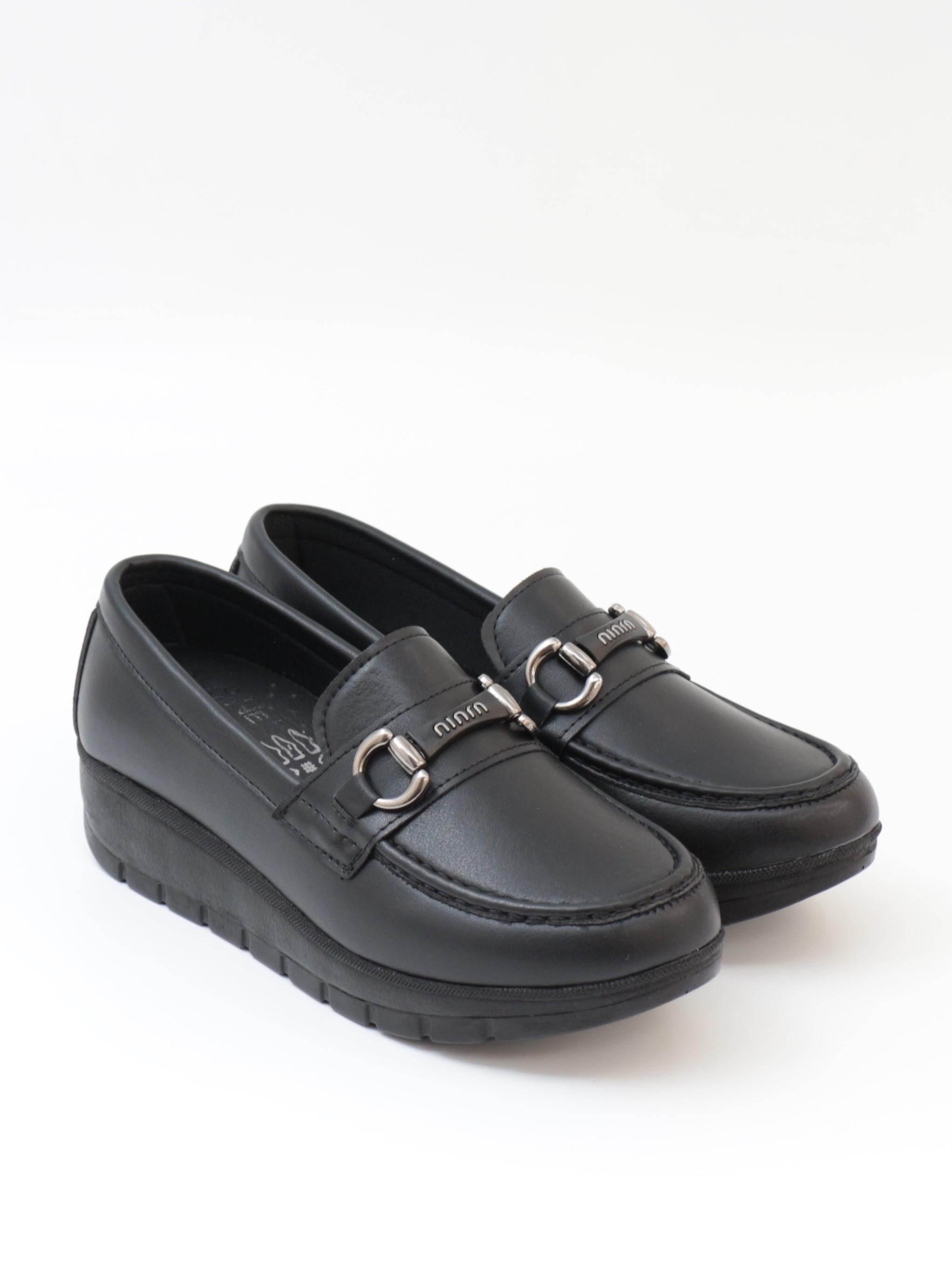 Nesil Shoes Neyna 1062 Siyah Dolgu Topuk Kadın Ayakkabı