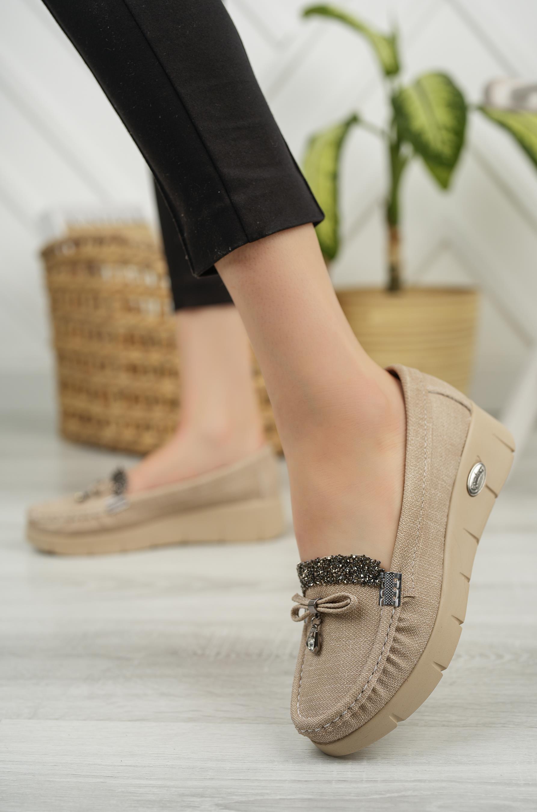 Nesil Shoes Nstar 400 Bej Kot Anatomik Günlük Kadın Ayakkabı