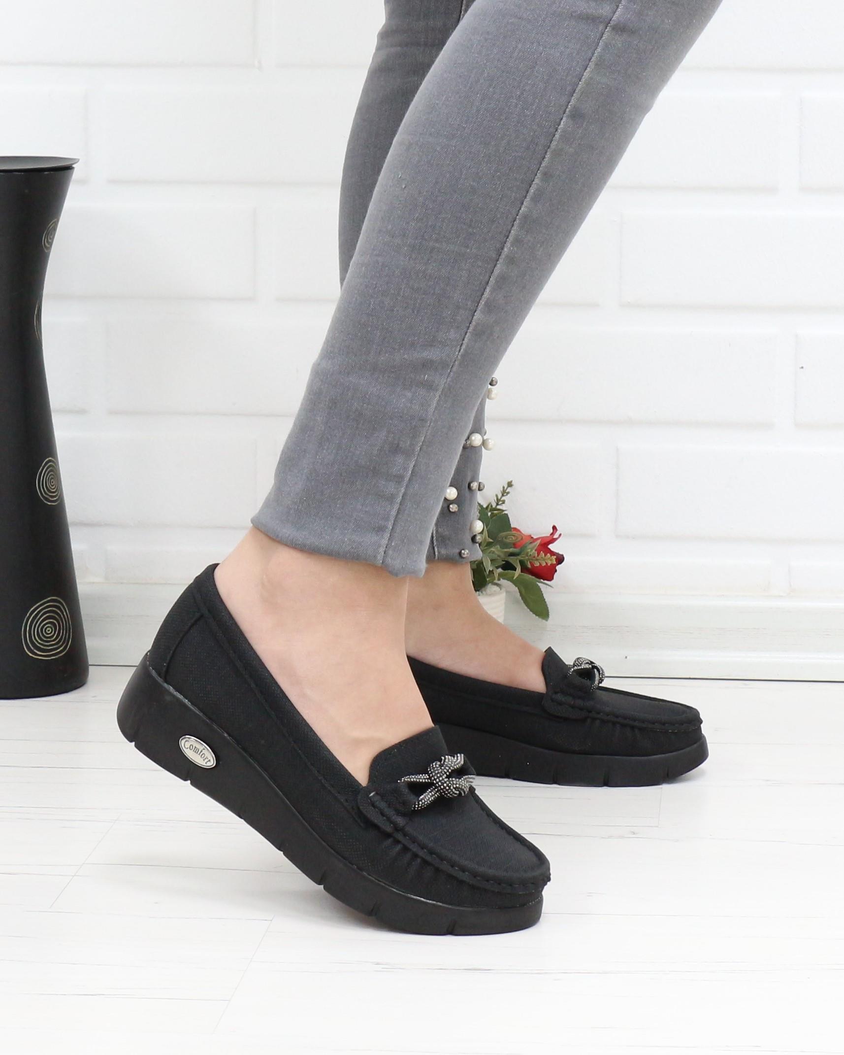 Nesil Shoes Nstar 410 Siyah Kot Anatomik Kadın Ayakkabı