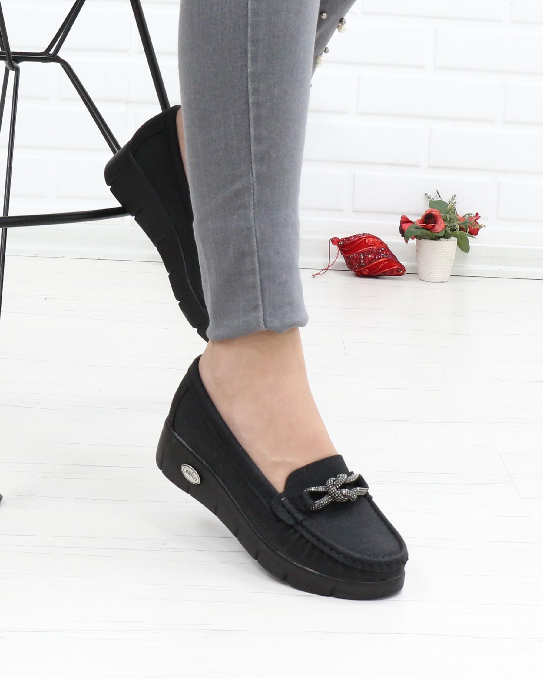 Nesil Shoes Nstar 410 Siyah Kot Anatomik Kadın Ayakkabı