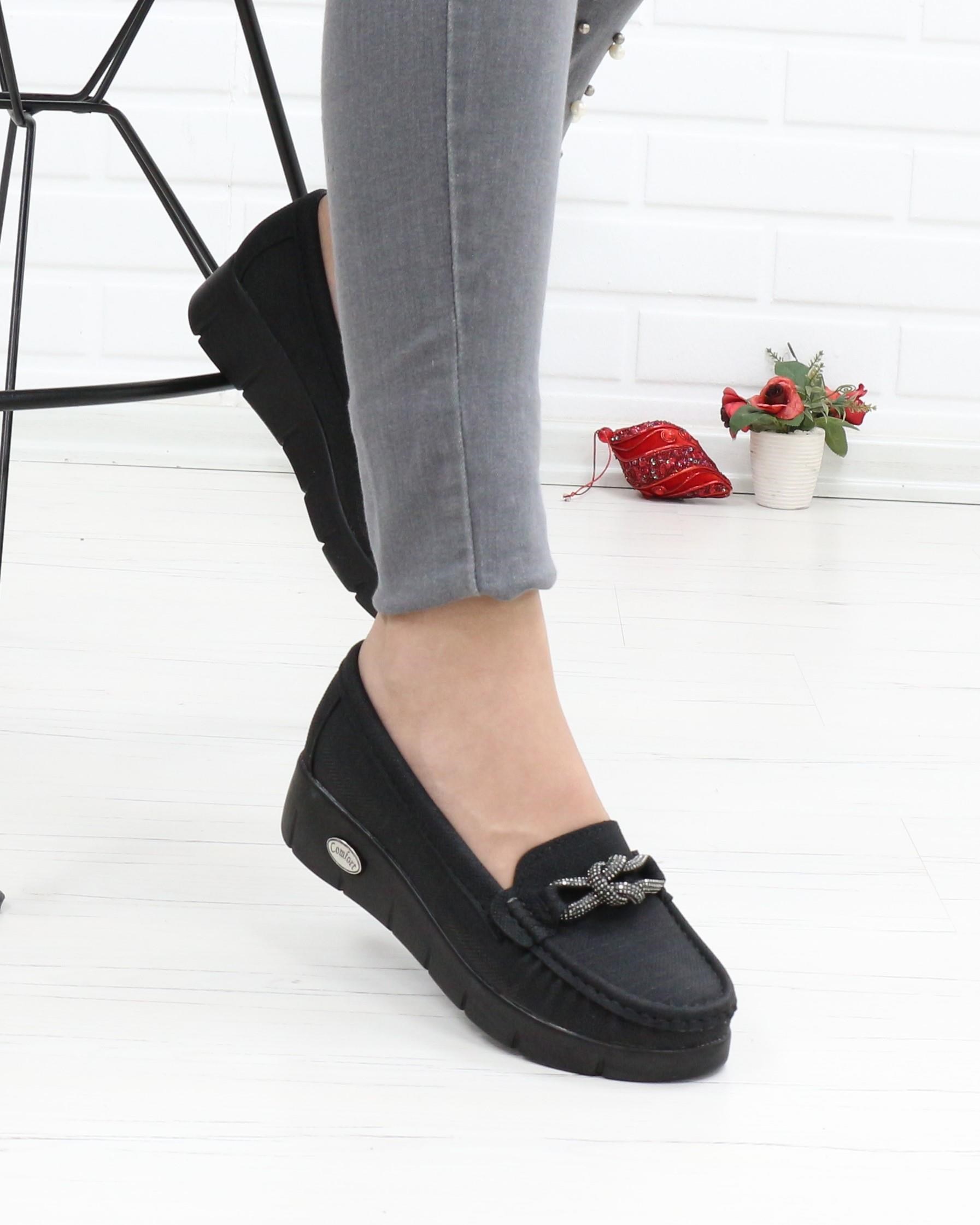 Nesil Shoes Nstar 410 Siyah Kot Anatomik Kadın Ayakkabı