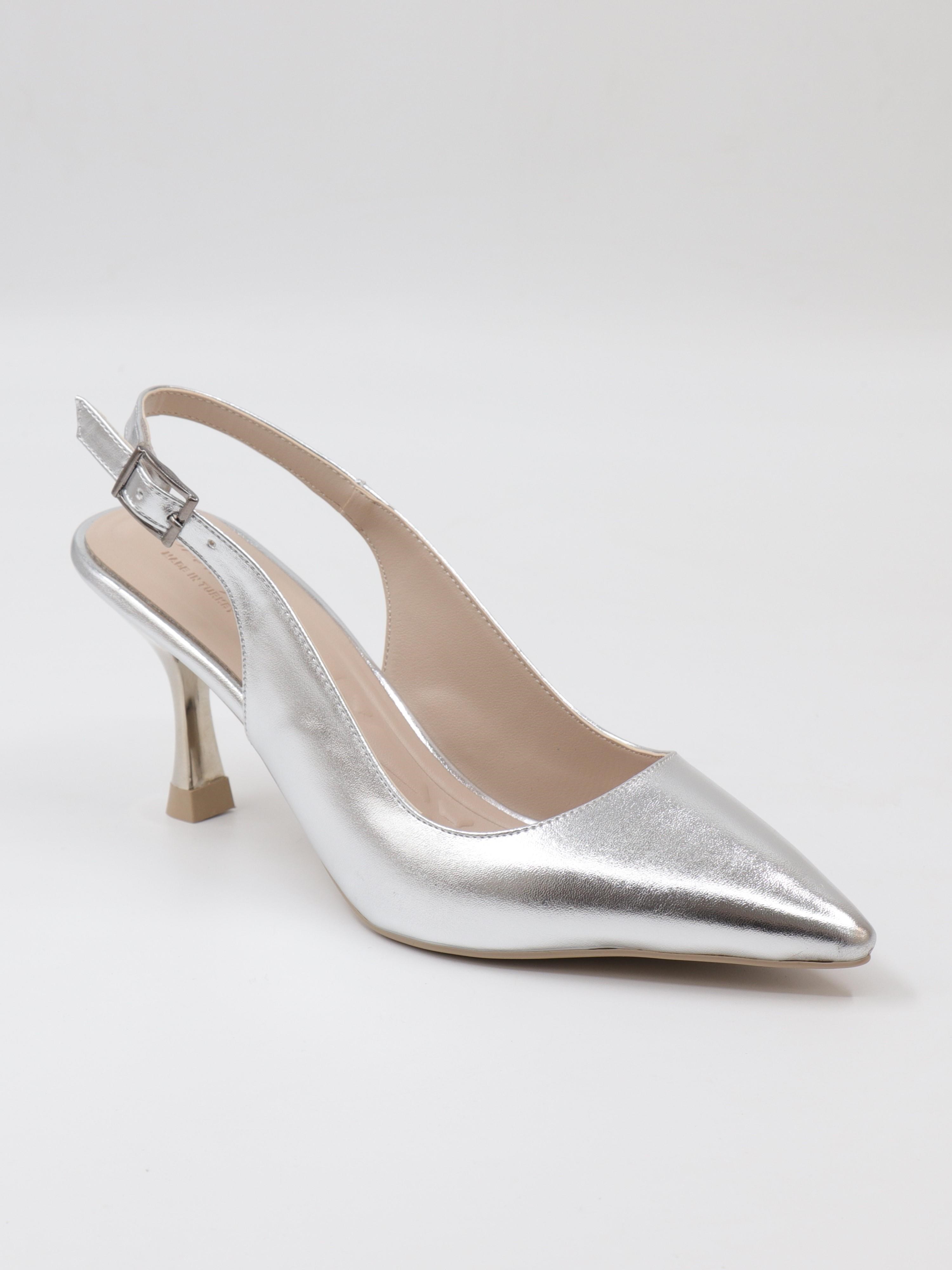 Nesil Shoes Özma 202 Gümüş Topuklu Kadın Sandalet