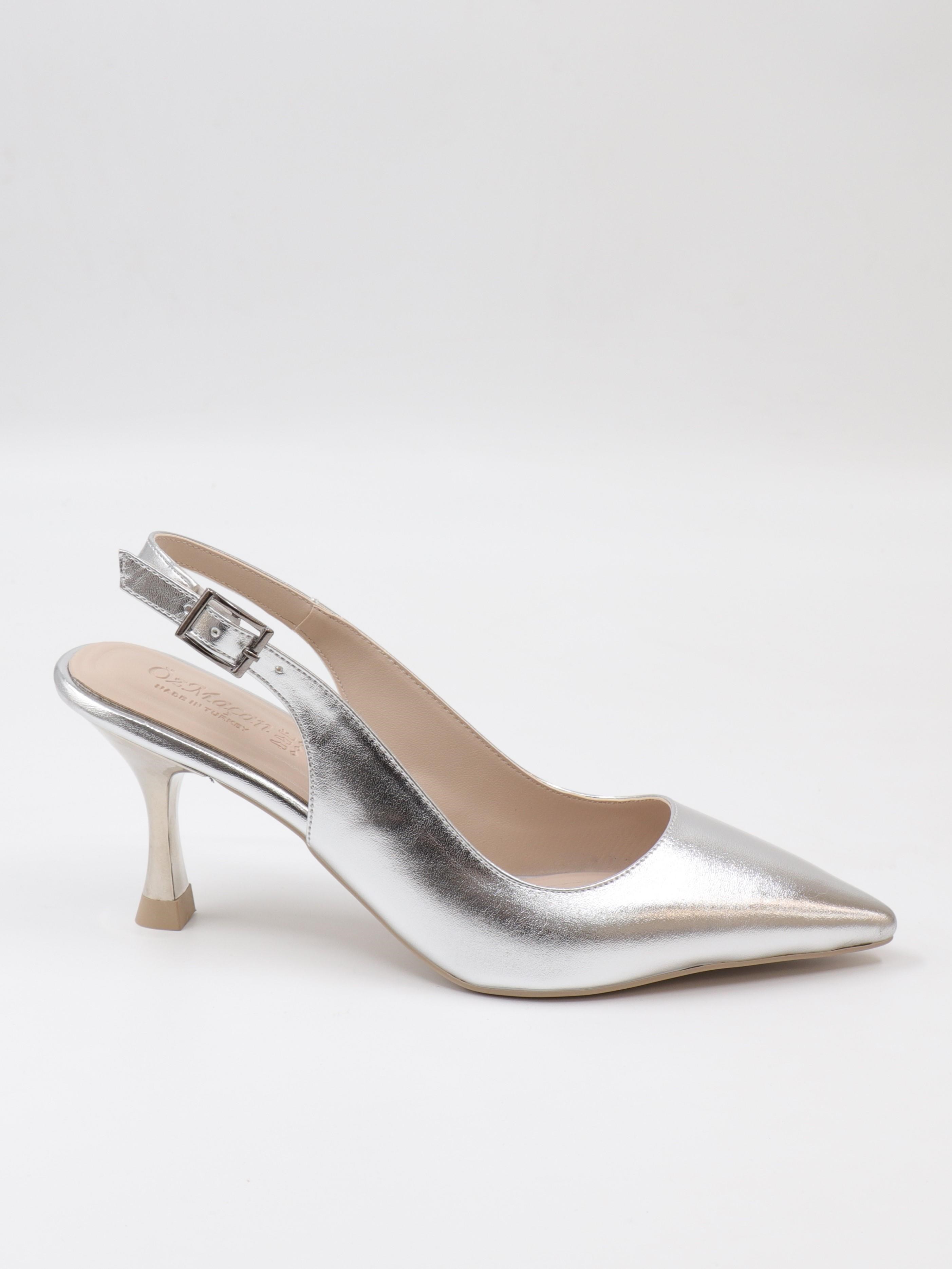 Nesil Shoes Özma 202 Gümüş Topuklu Kadın Sandalet
