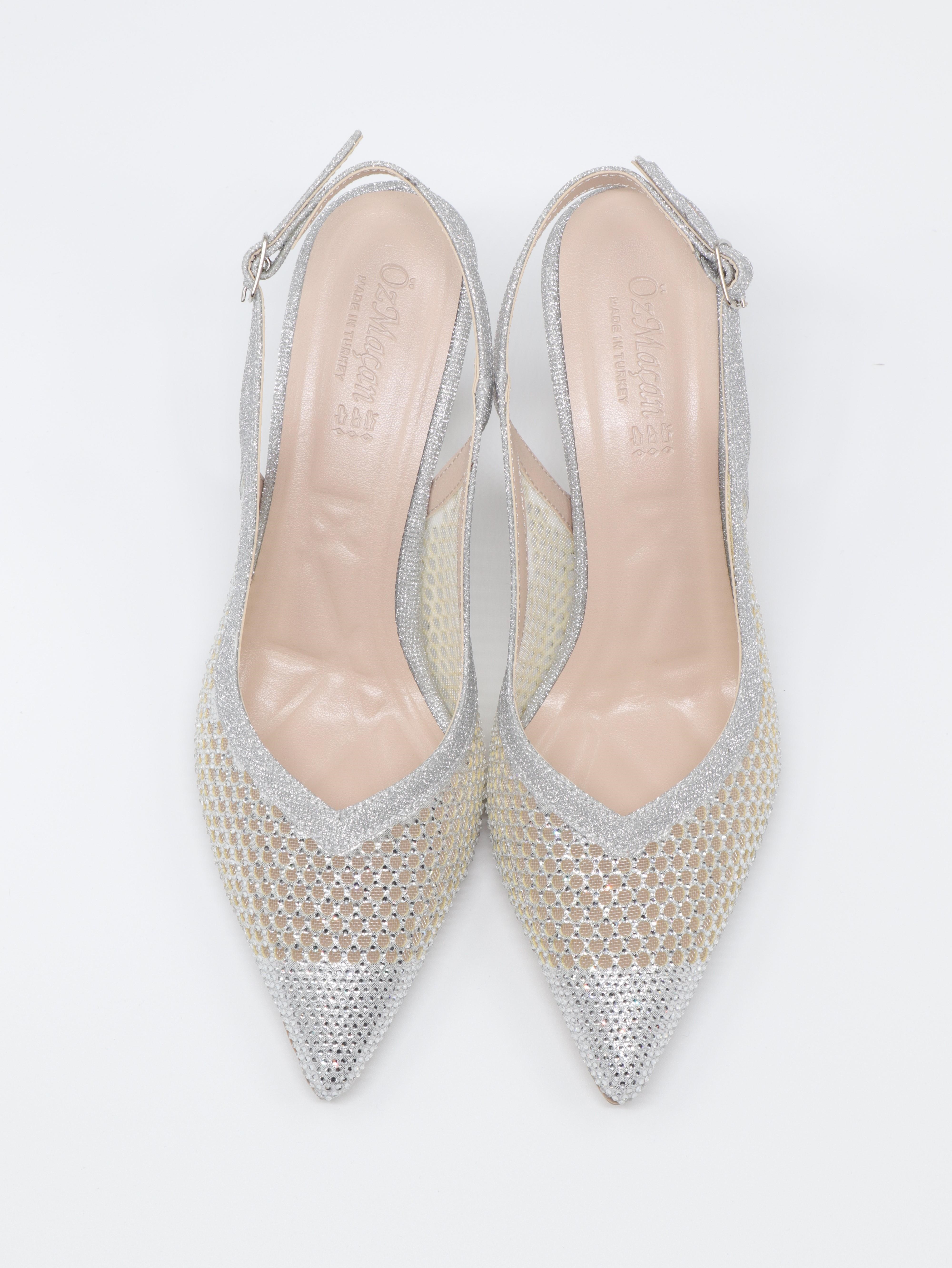Nesil Shoes Özma 227 Gümüş Topuklu A. Açık Kadın Ayakkabı
