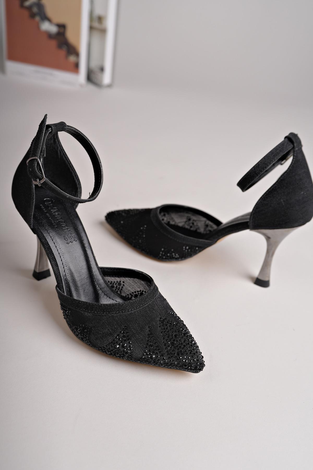 Nesil Shoes Özma 361 Siyah Yanı Açık Topuklu Kadın Stiletto