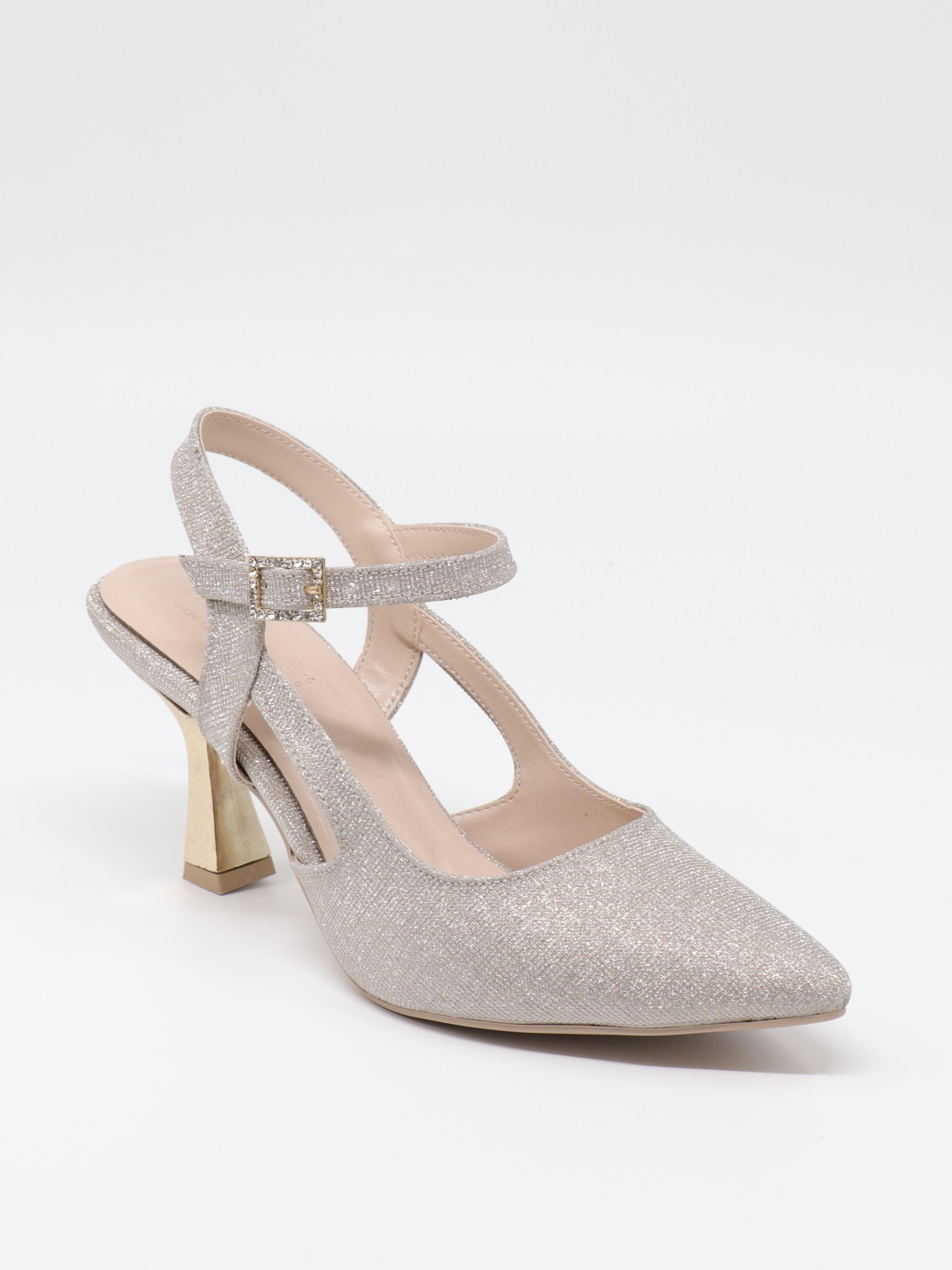 Nesil Shoes Özma 362 Altın Simli Topuklu Kadın Ayakkabı