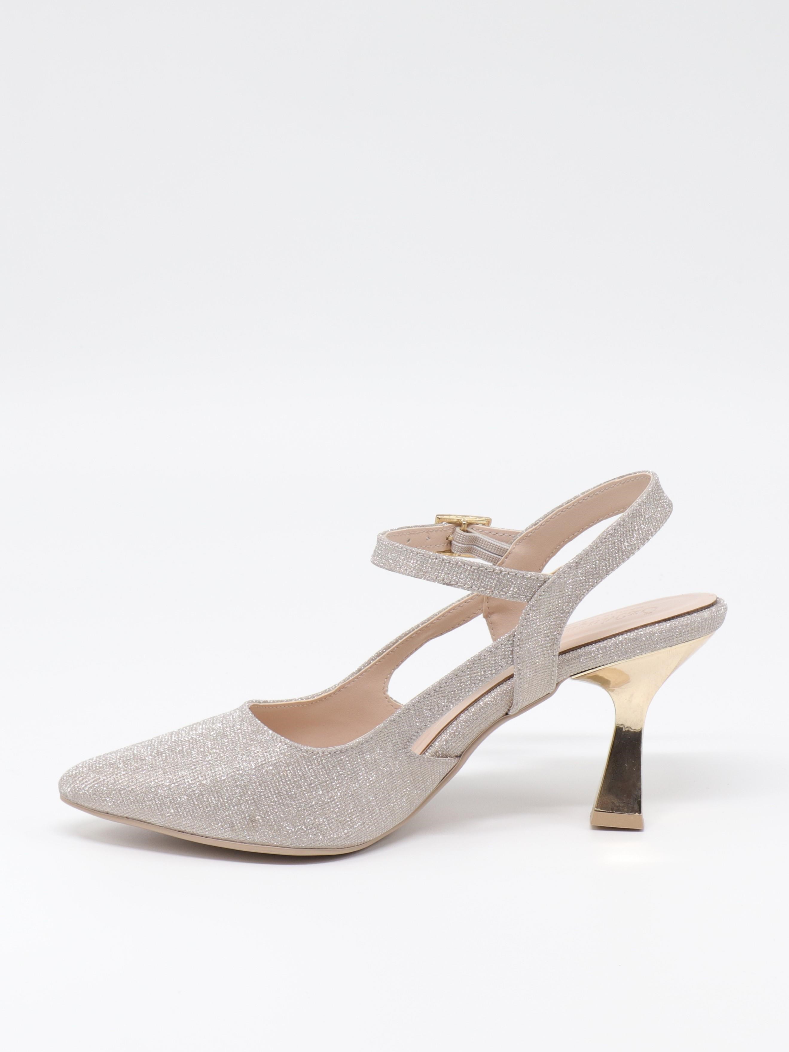 Nesil Shoes Özma 362 Altın Simli Topuklu Kadın Ayakkabı