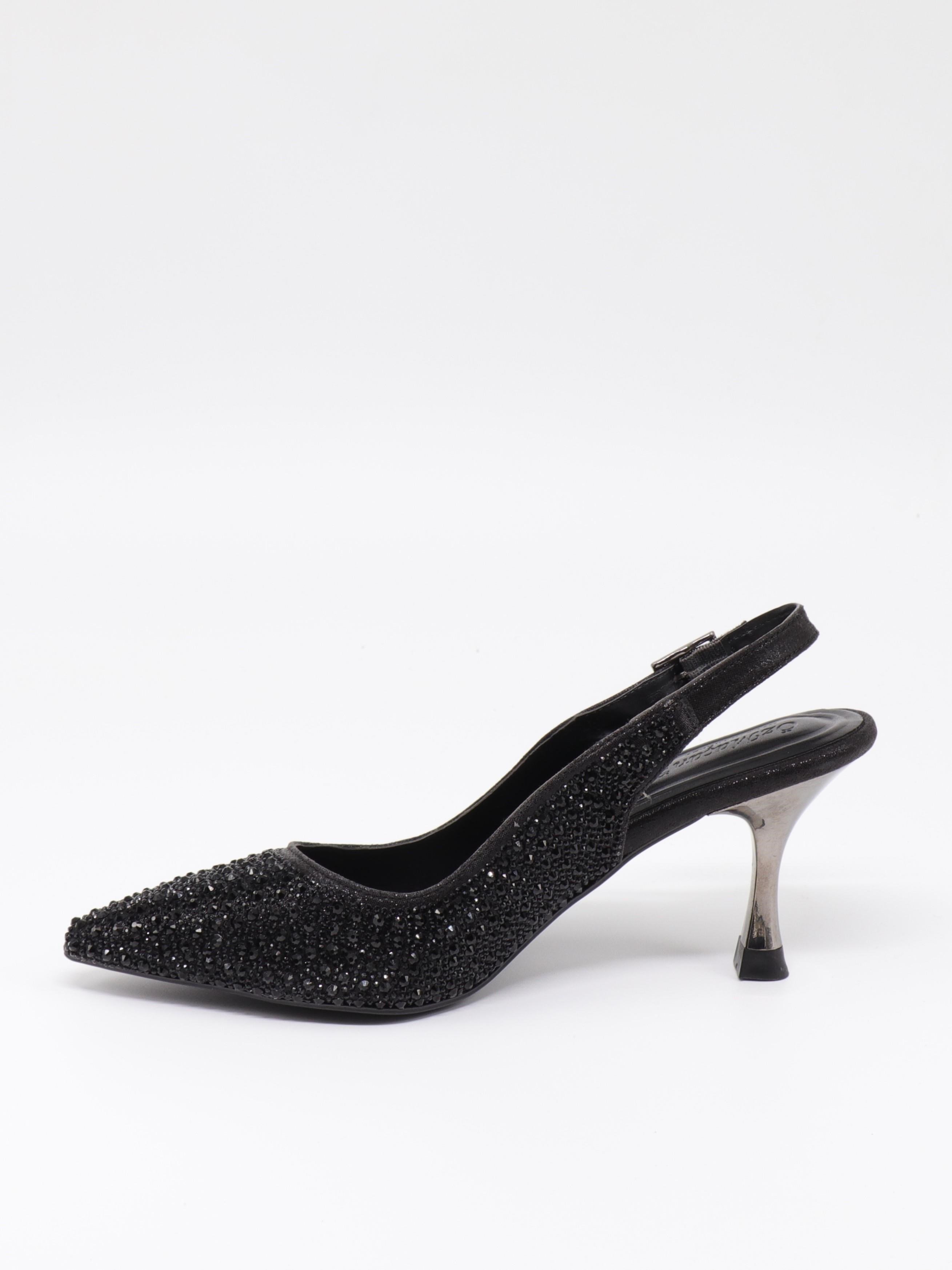 Nesil Shoes Özma 404 Siyah Taşlı Topuklu Kadın Stiletto