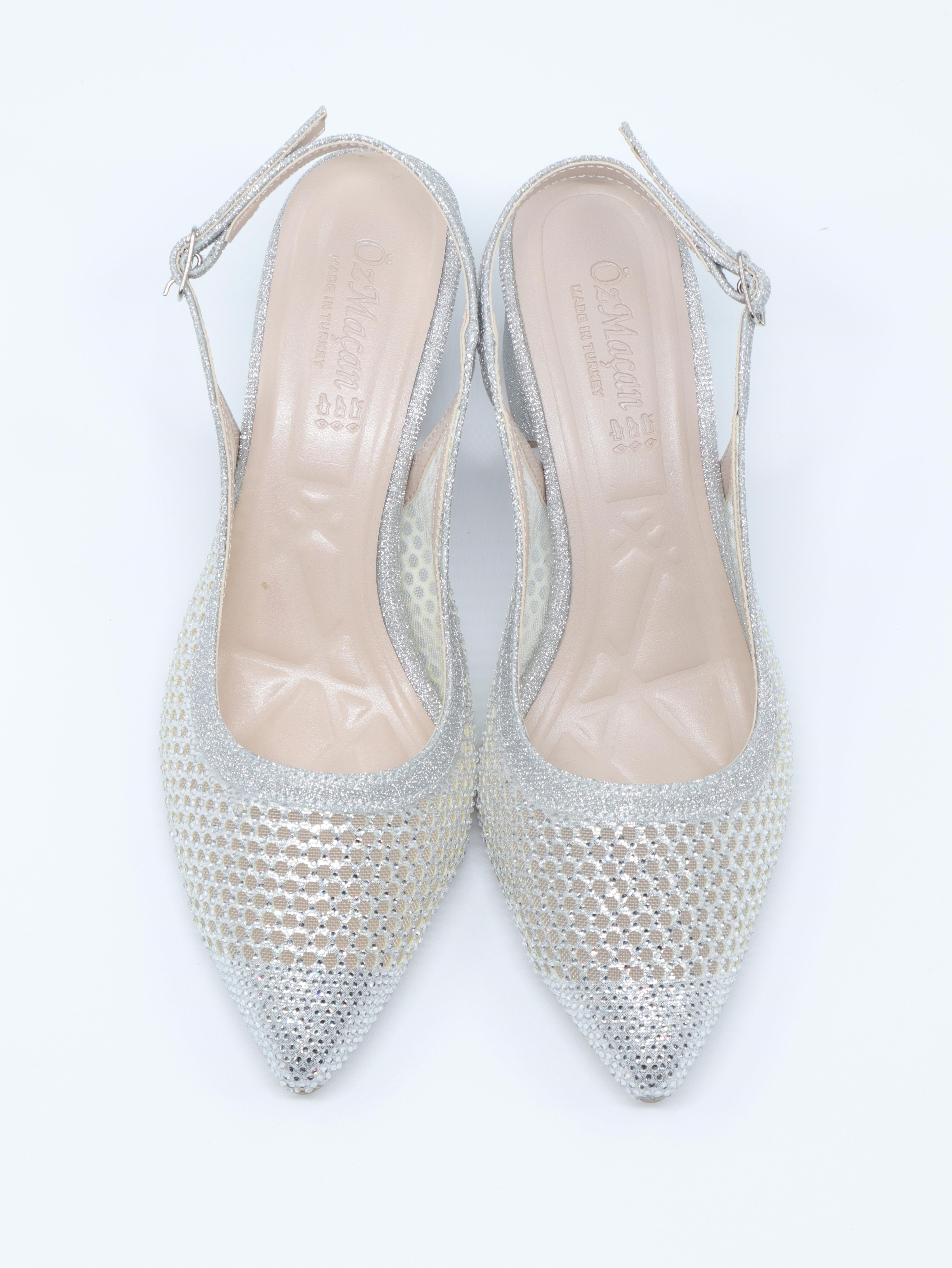 Nesil Shoes Özma 4045 Gümüş Topuklu A. Açık Kadın Ayakkabı