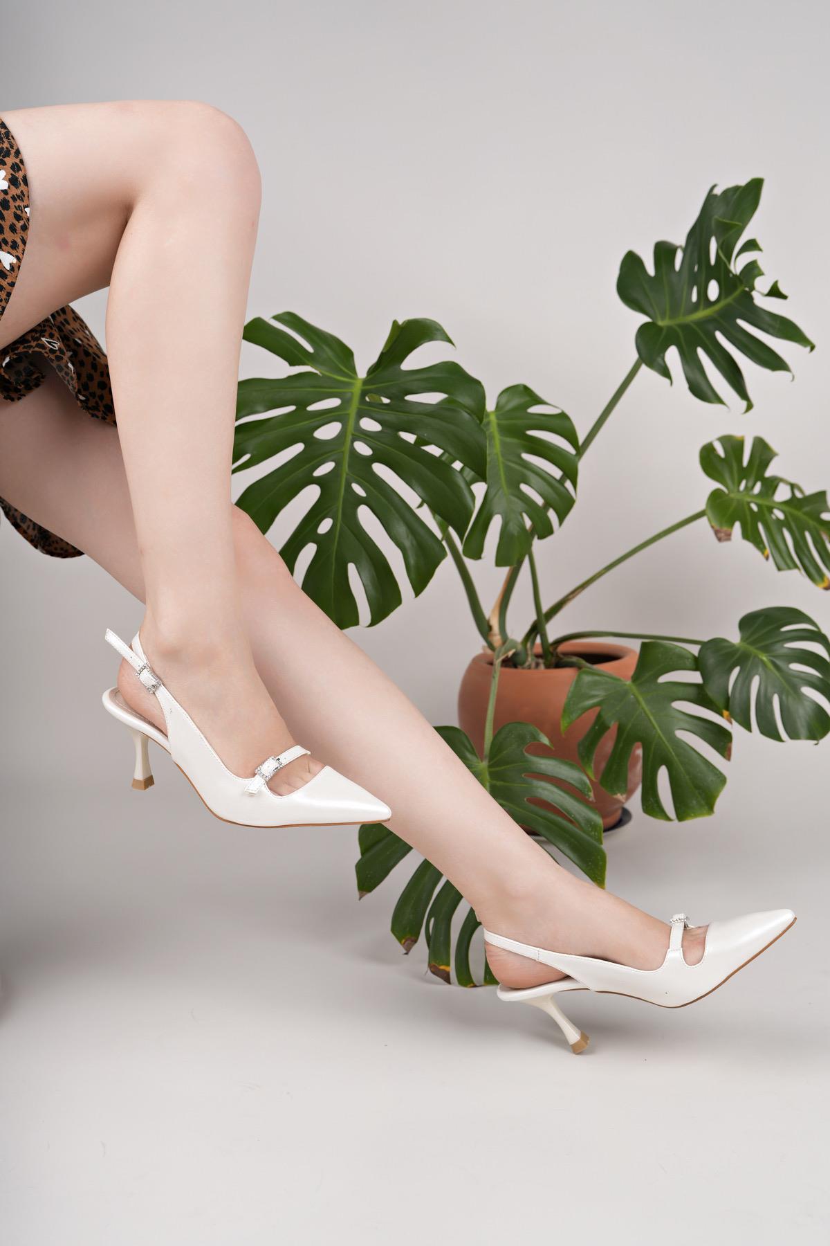 Nesil Shoes Özma 447 Sedef Topuklu Kadın Sandalet