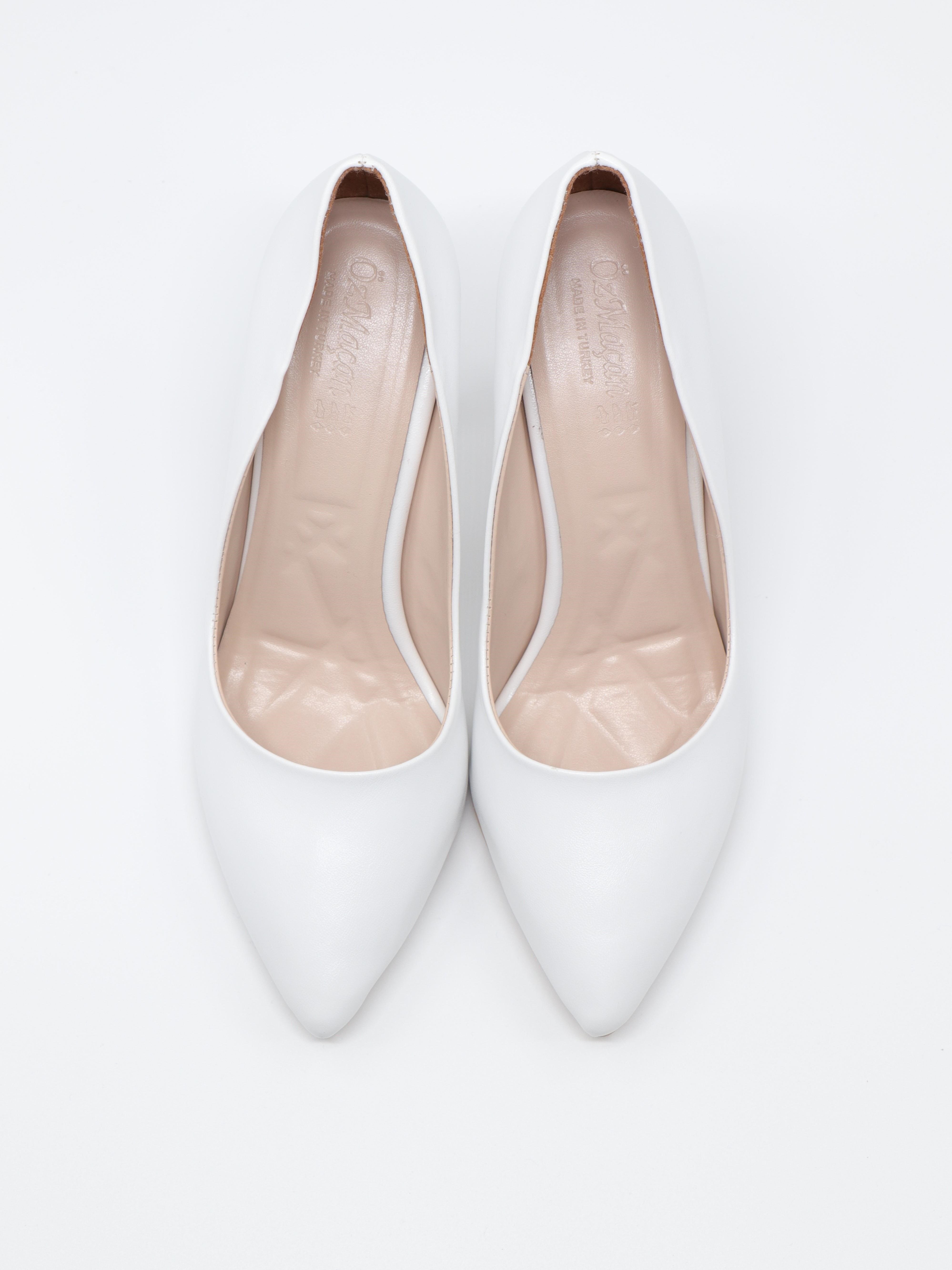 Nesil Shoes Özma 497 Beyaz Topuklu Kadın Stiletto