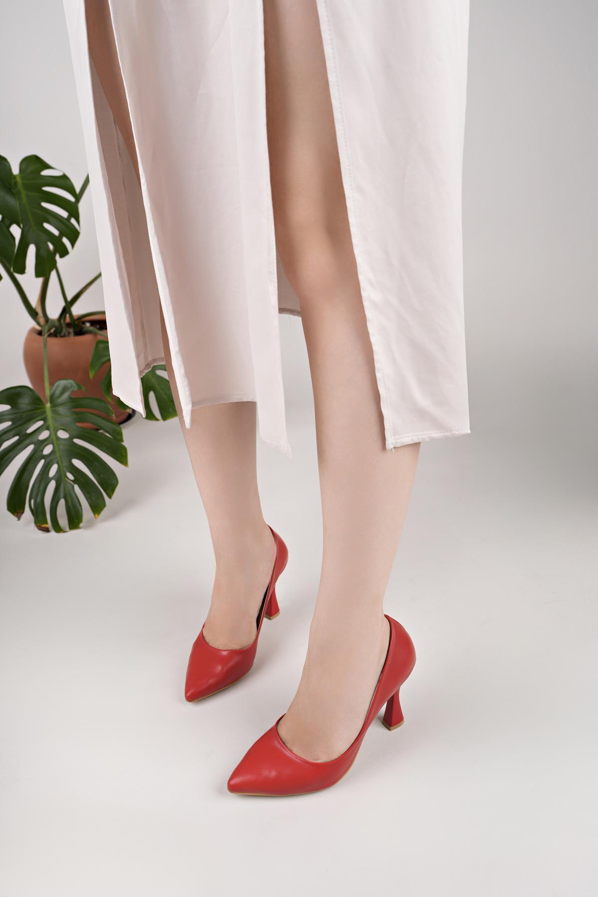 Nesil Shoes Özma 499 Kırmızı Topuklu Kadın Stiletto