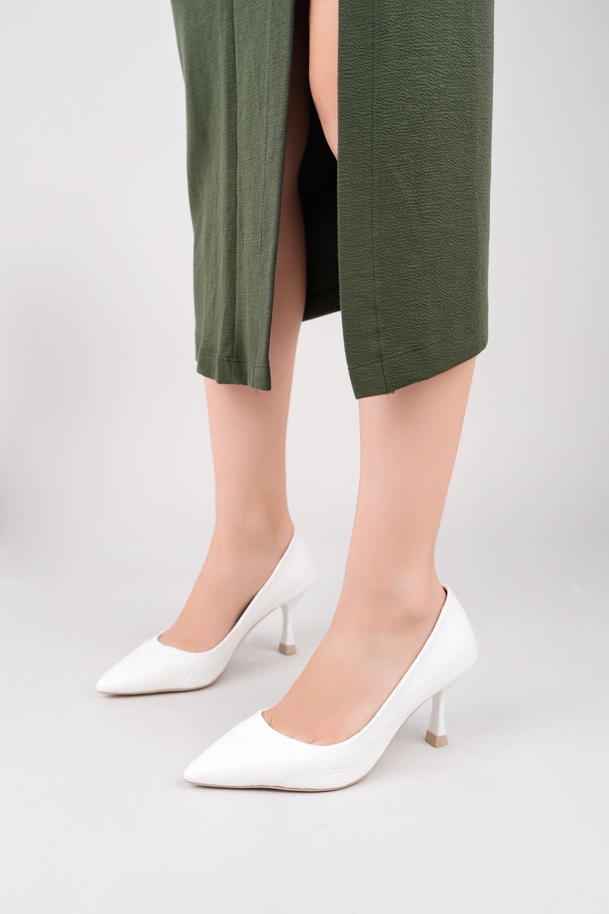 Nesil Shoes Özma 6175 Beyaz Topuklu Kadın Stiletto