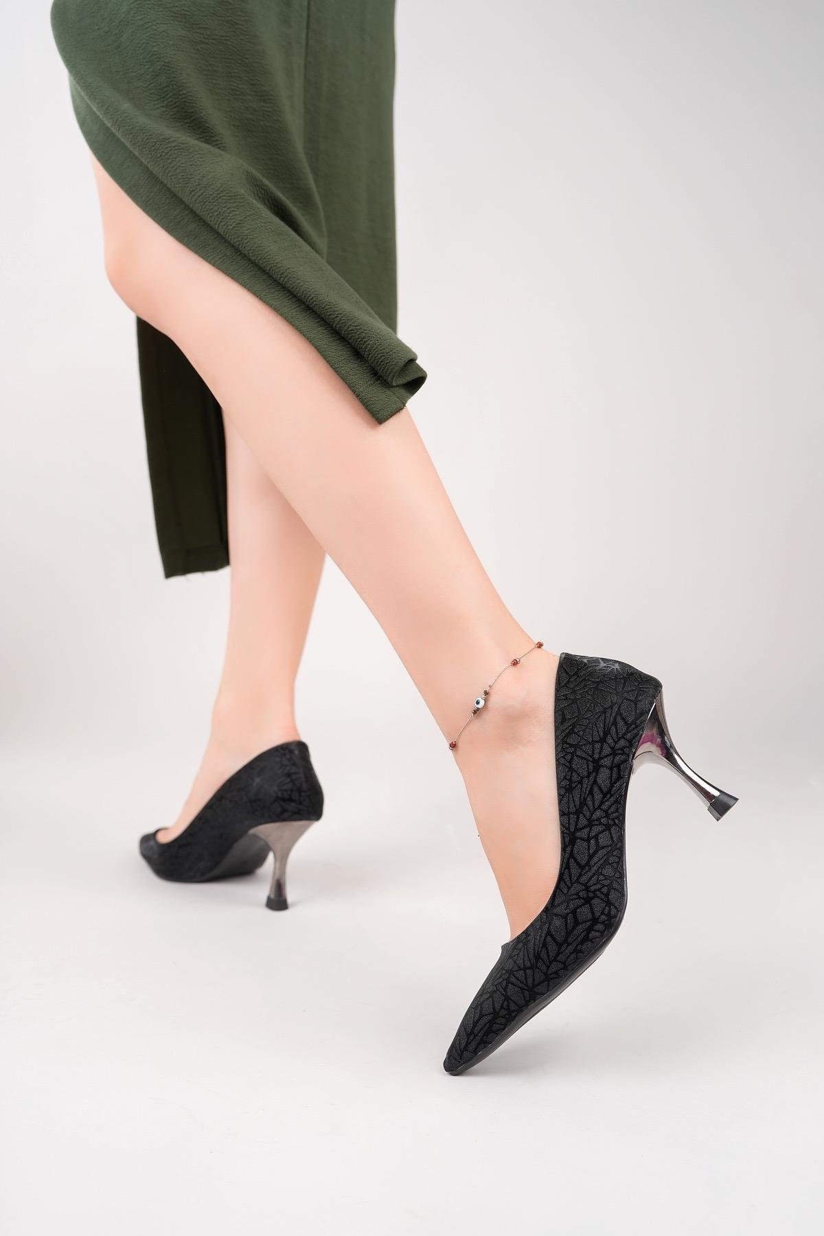 Nesil Shoes Özma 6177 Siyah Topuklu Kadın Stiletto