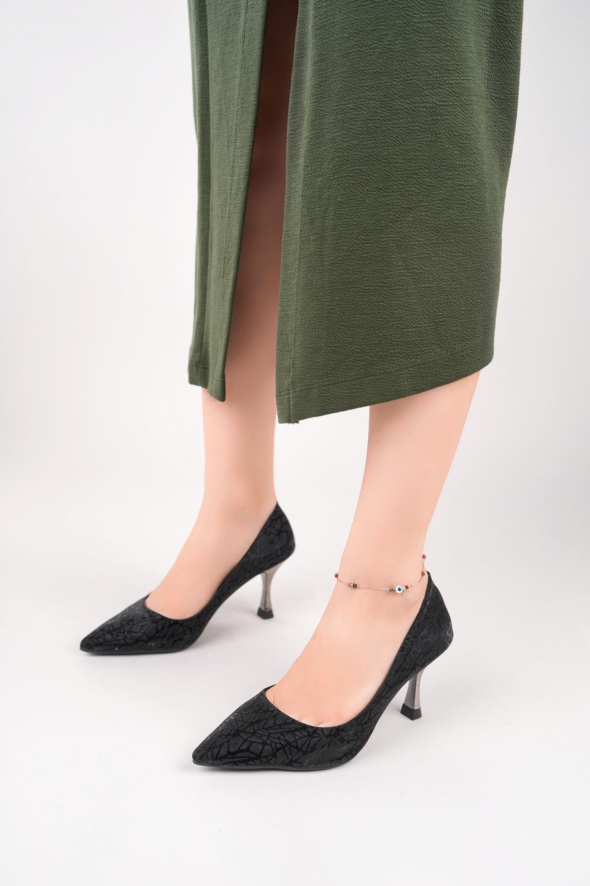 Nesil Shoes Özma 6177 Siyah Topuklu Kadın Stiletto