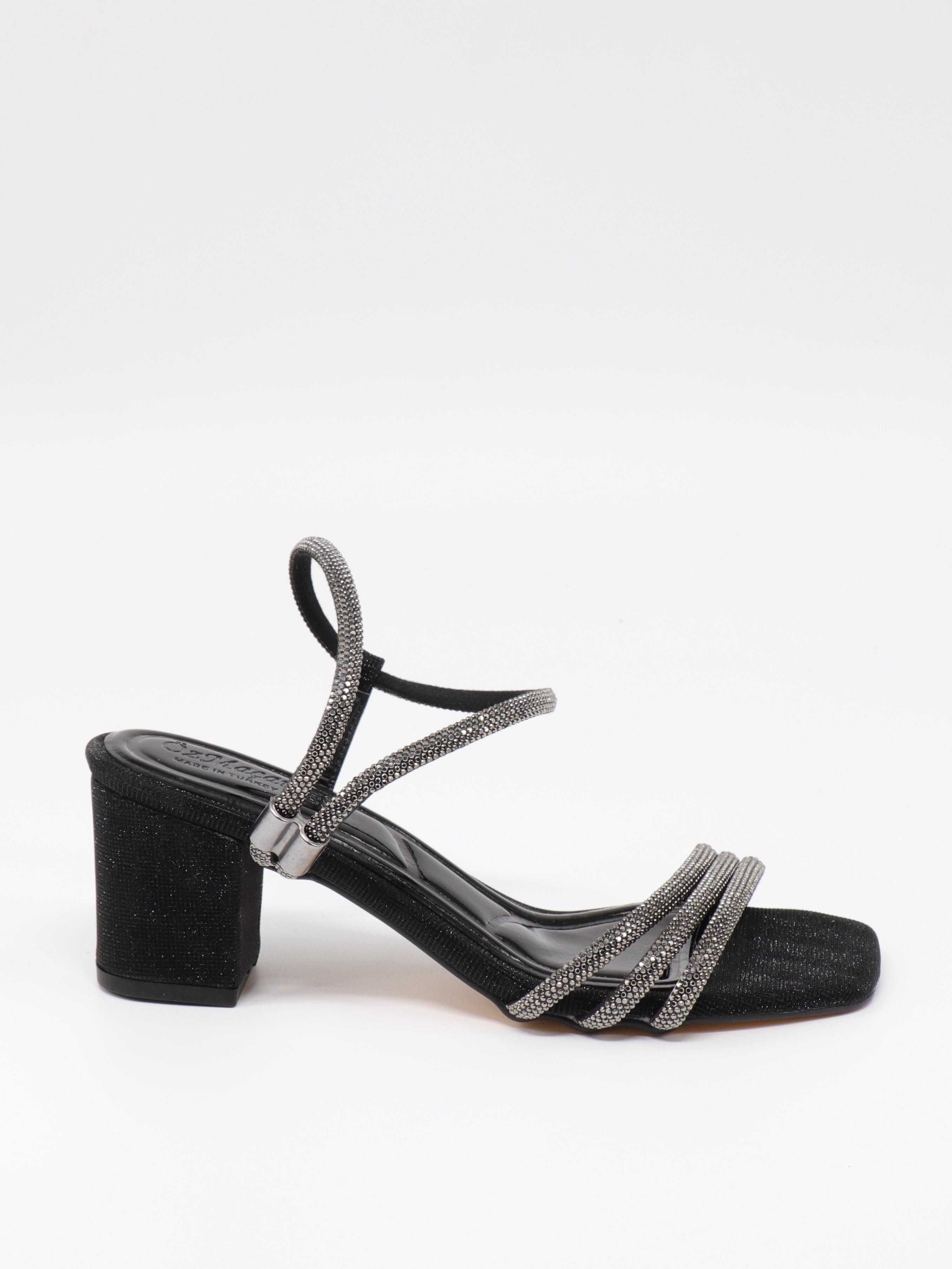 Nesil Shoes Özma 6474 Siyah Simli Kadın Sandalet