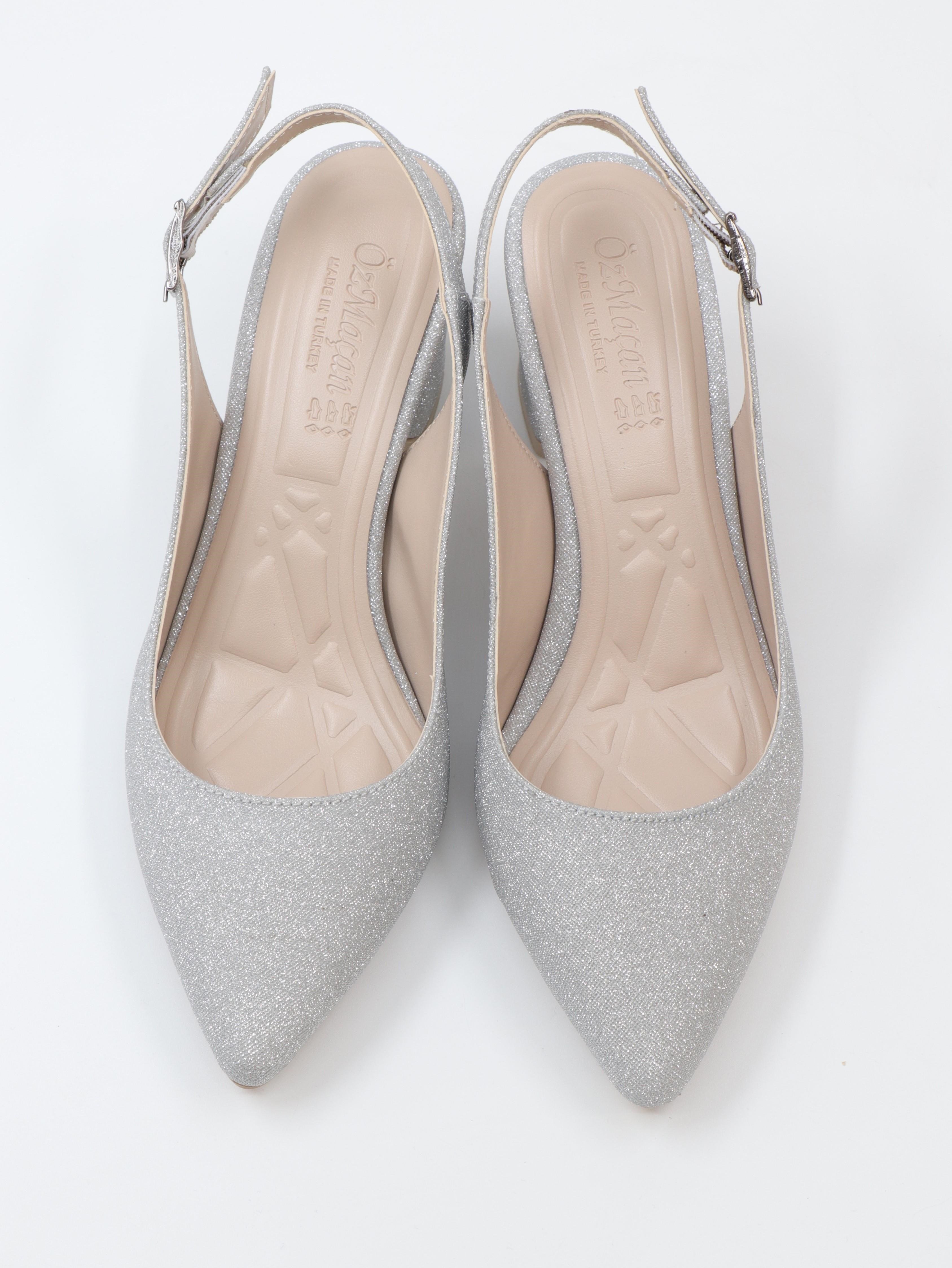 Nesil Shoes Özma 7004-1 Gümüş Simli Kadın Sandalet