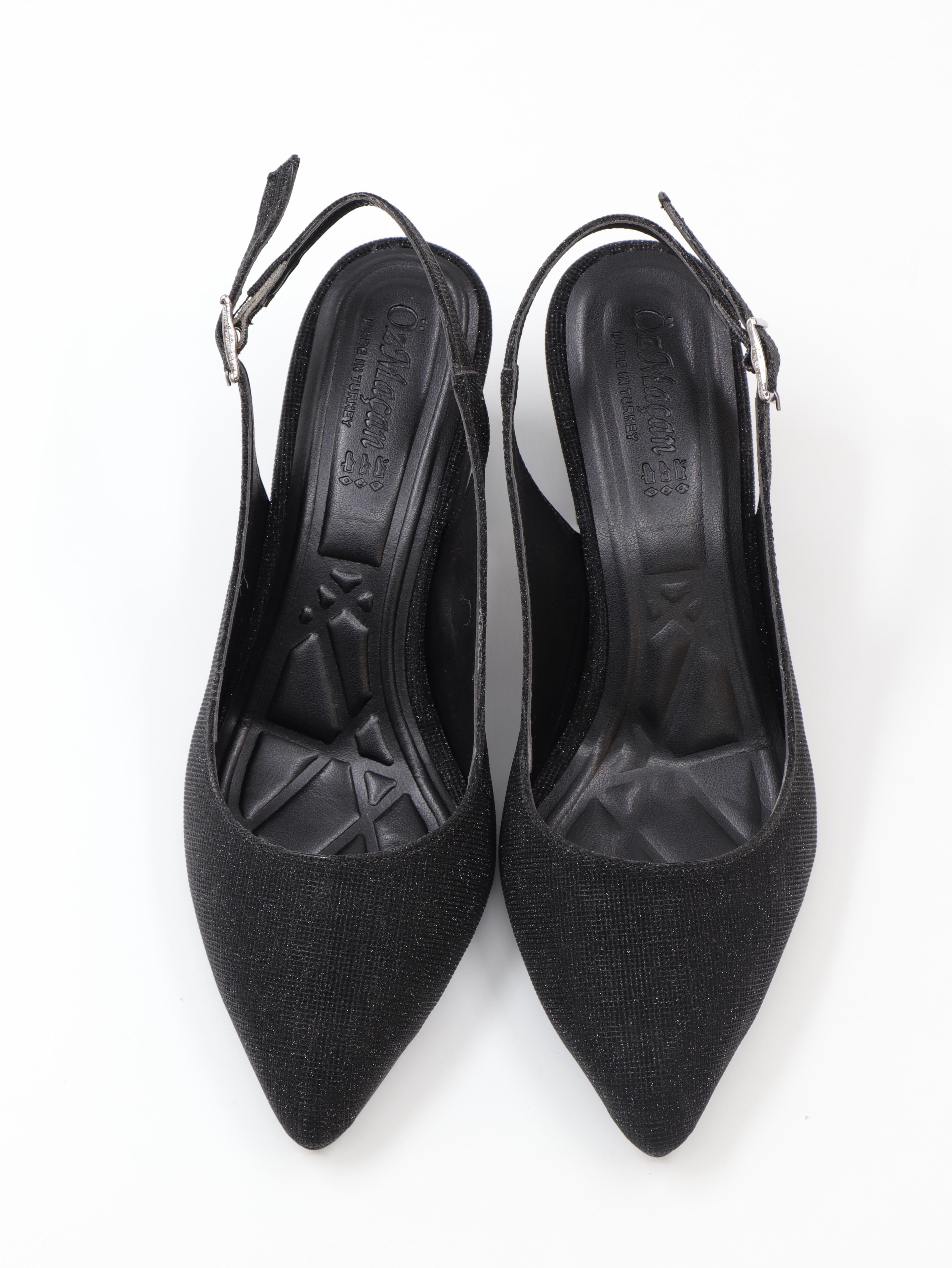 Nesil Shoes Özma 7004-1 Siyah Simli Kadın Sandalet