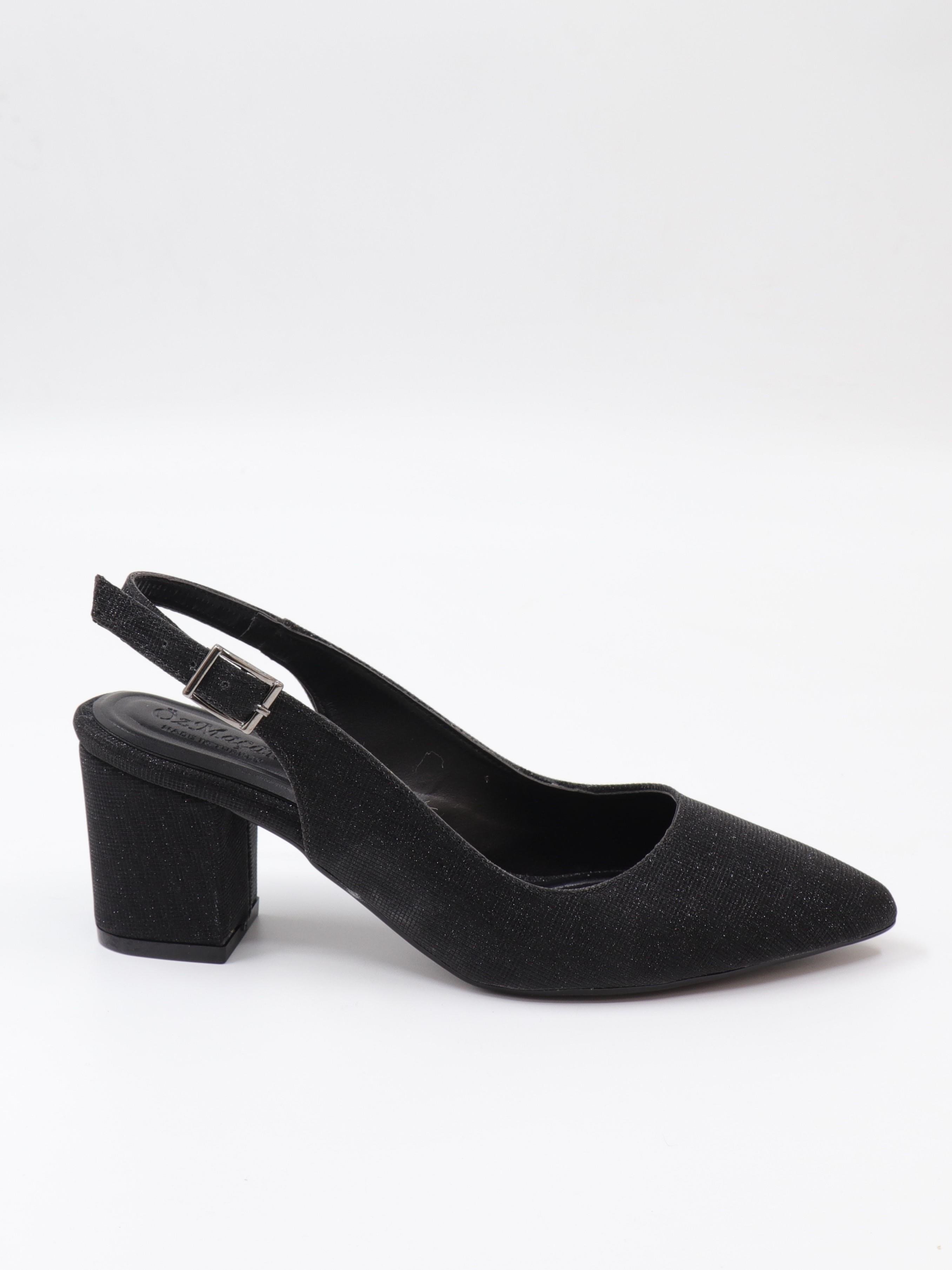 Nesil Shoes Özma 7004-1 Siyah Simli Kadın Sandalet