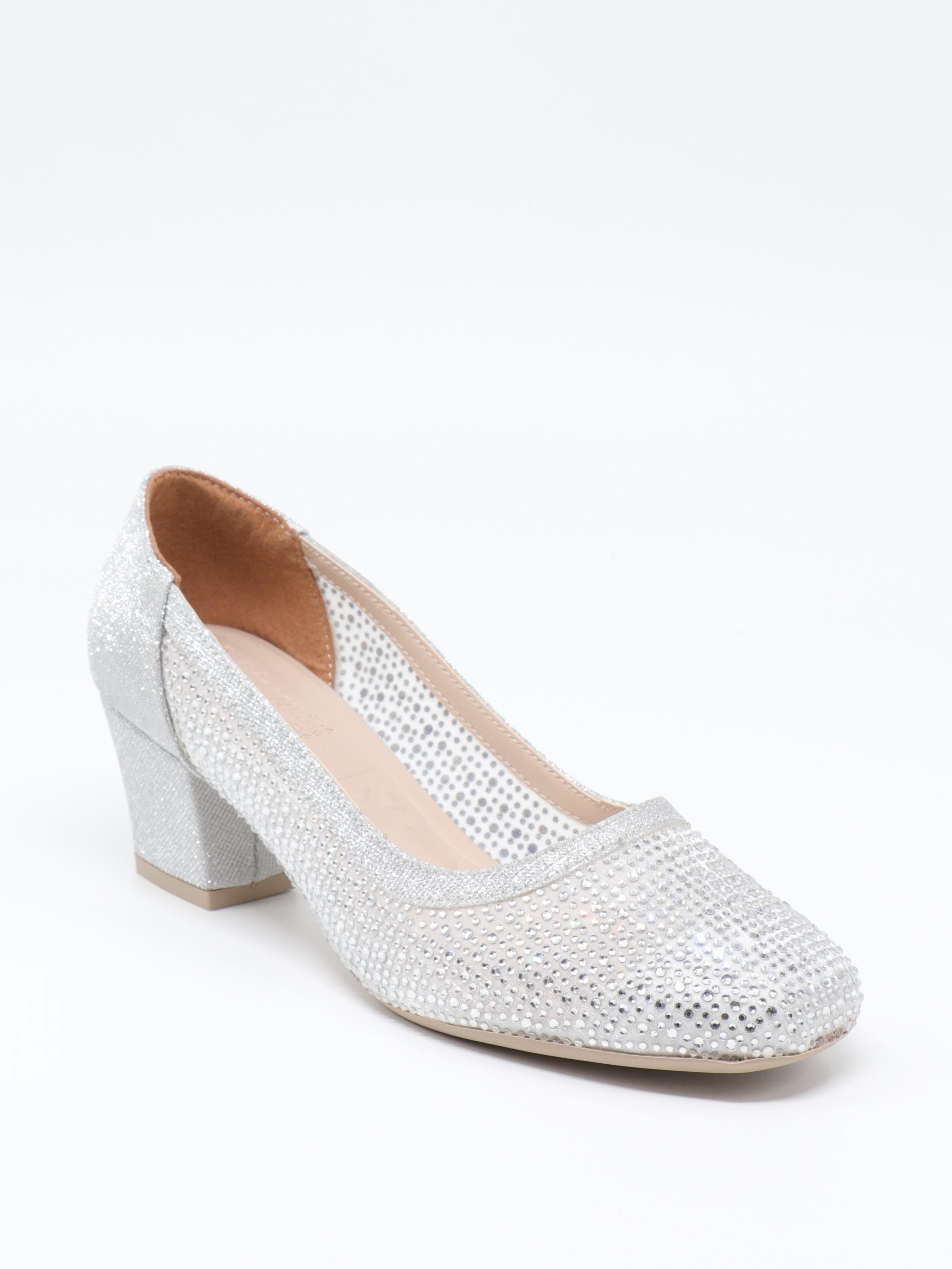 Nesil Shoes Özma 970 Gümüş Topuklu Taşlı Kadın Ayakkabı