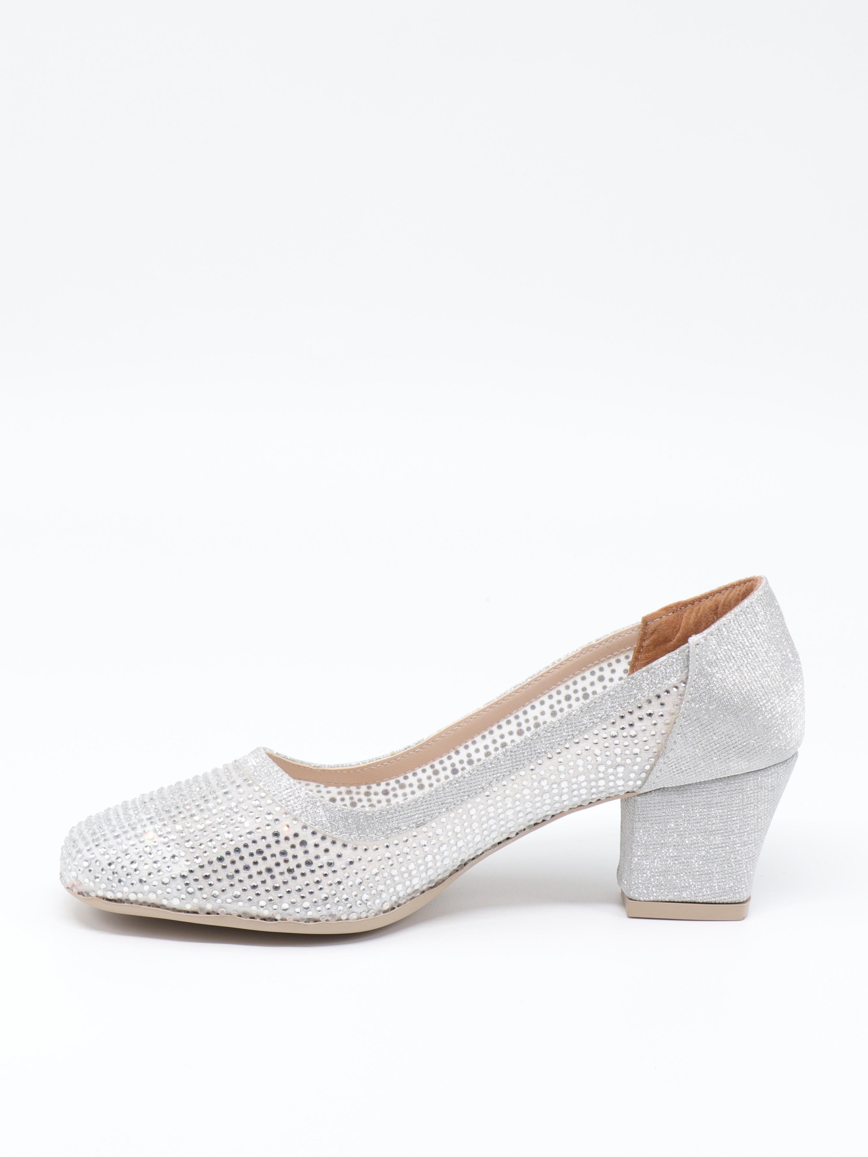 Nesil Shoes Özma 970 Gümüş Topuklu Taşlı Kadın Ayakkabı