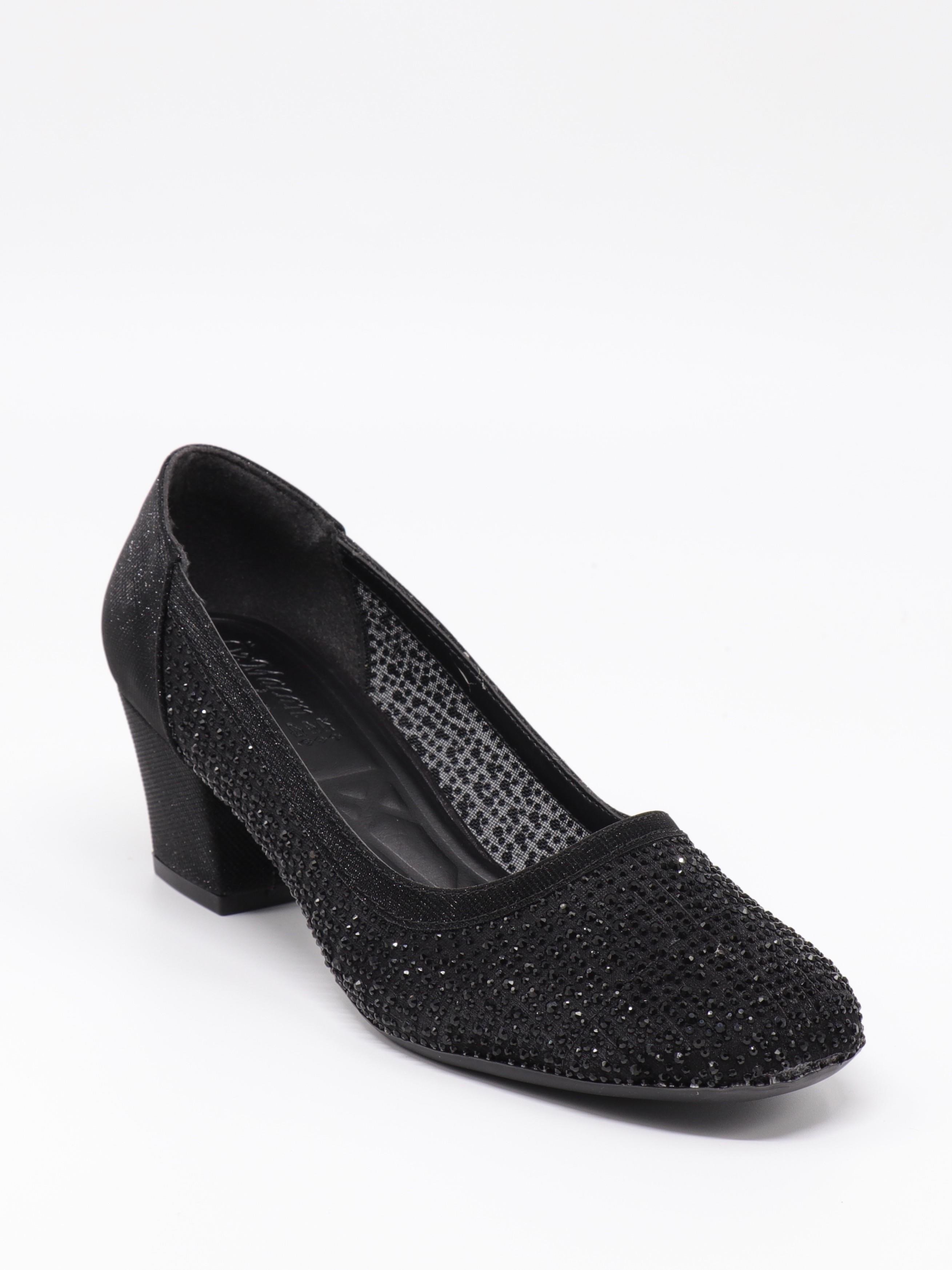 Nesil Shoes Özma 970 Siyah Topuklu Taşlı Kadın Ayakkabı