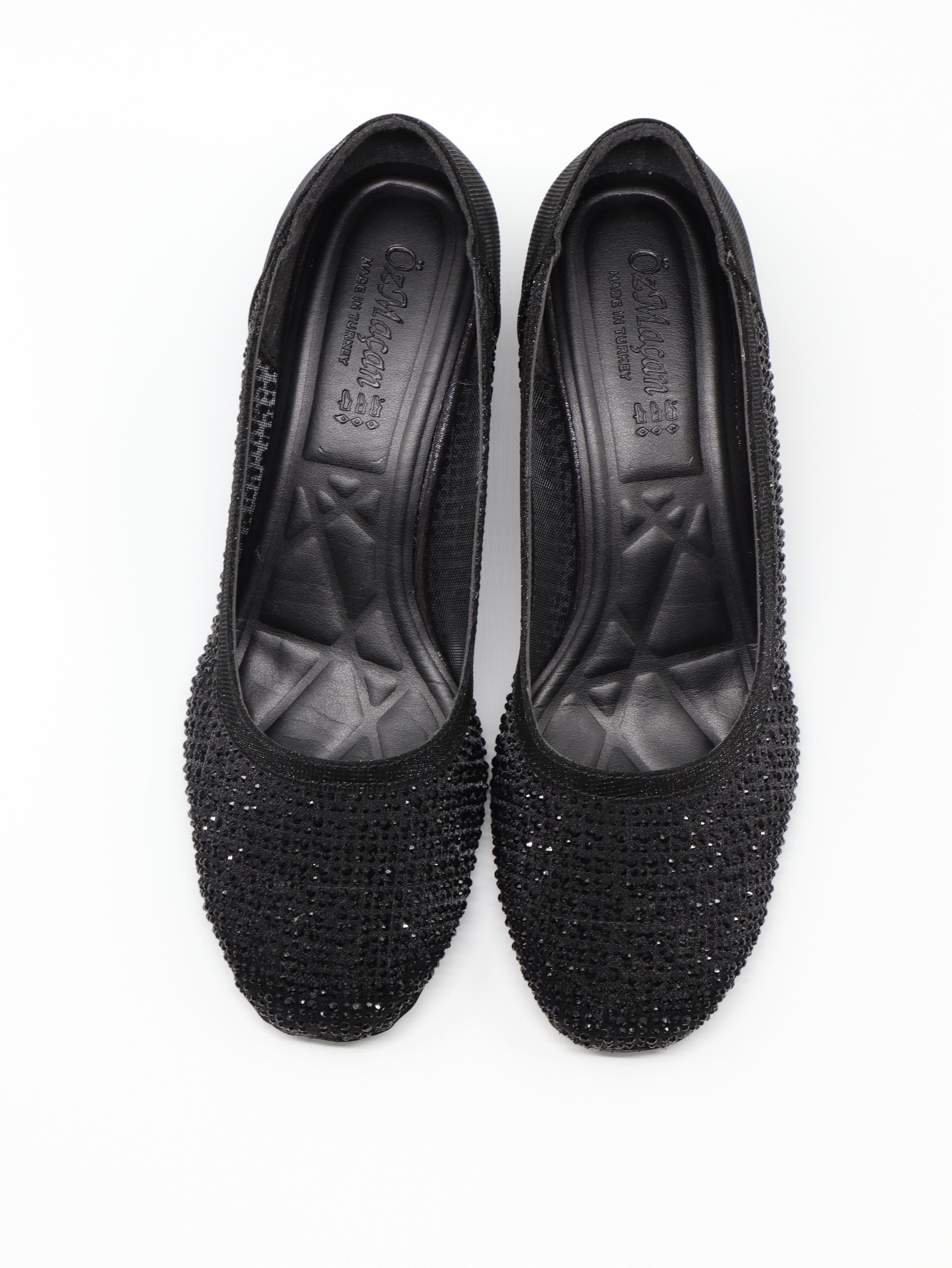 Nesil Shoes Özma 970 Siyah Topuklu Taşlı Kadın Ayakkabı