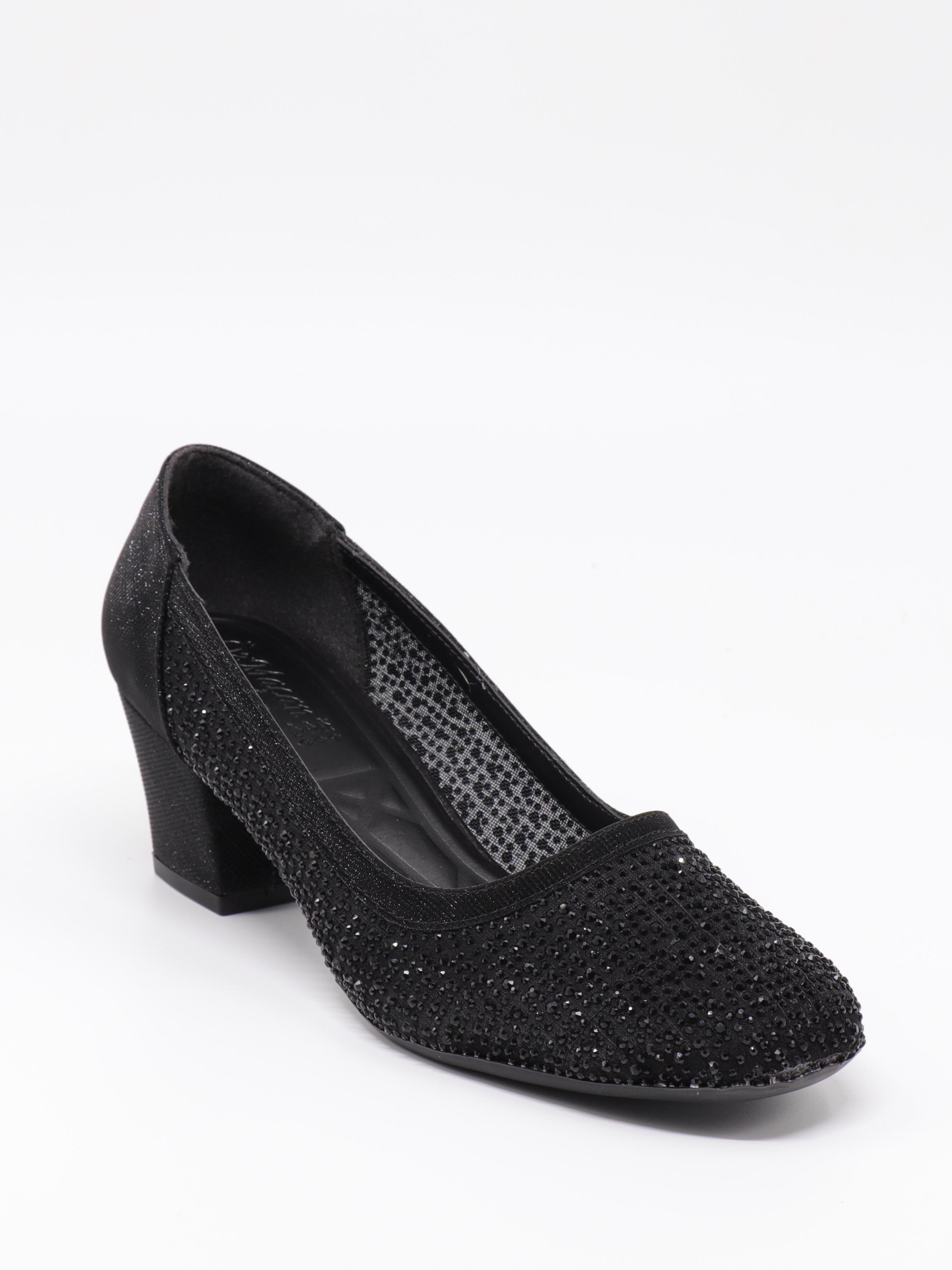Nesil Shoes Özma 970 Siyah Topuklu Taşlı Kadın Ayakkabı