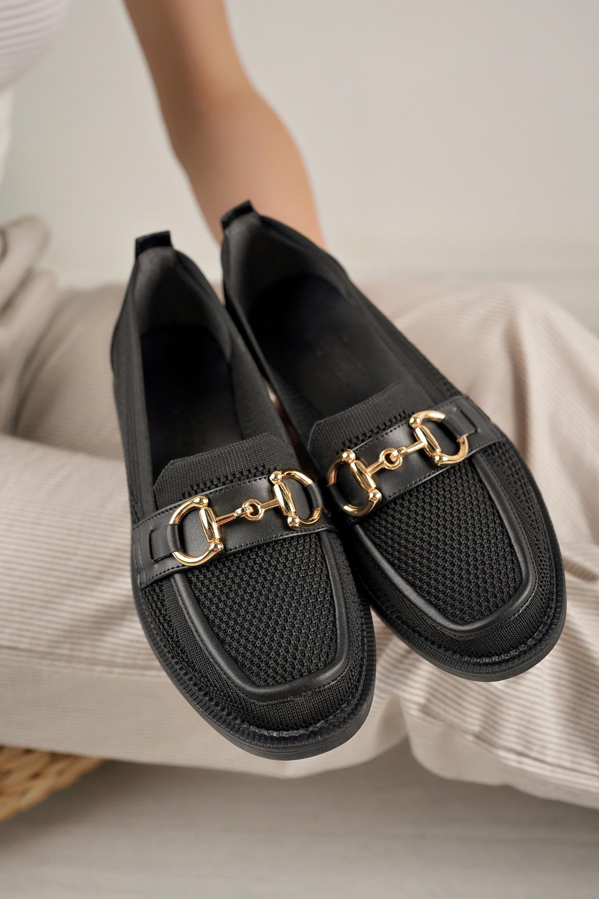 Nesil Shoes Palm 05 Siyah Triko Makosen Kadın Ayakkabı