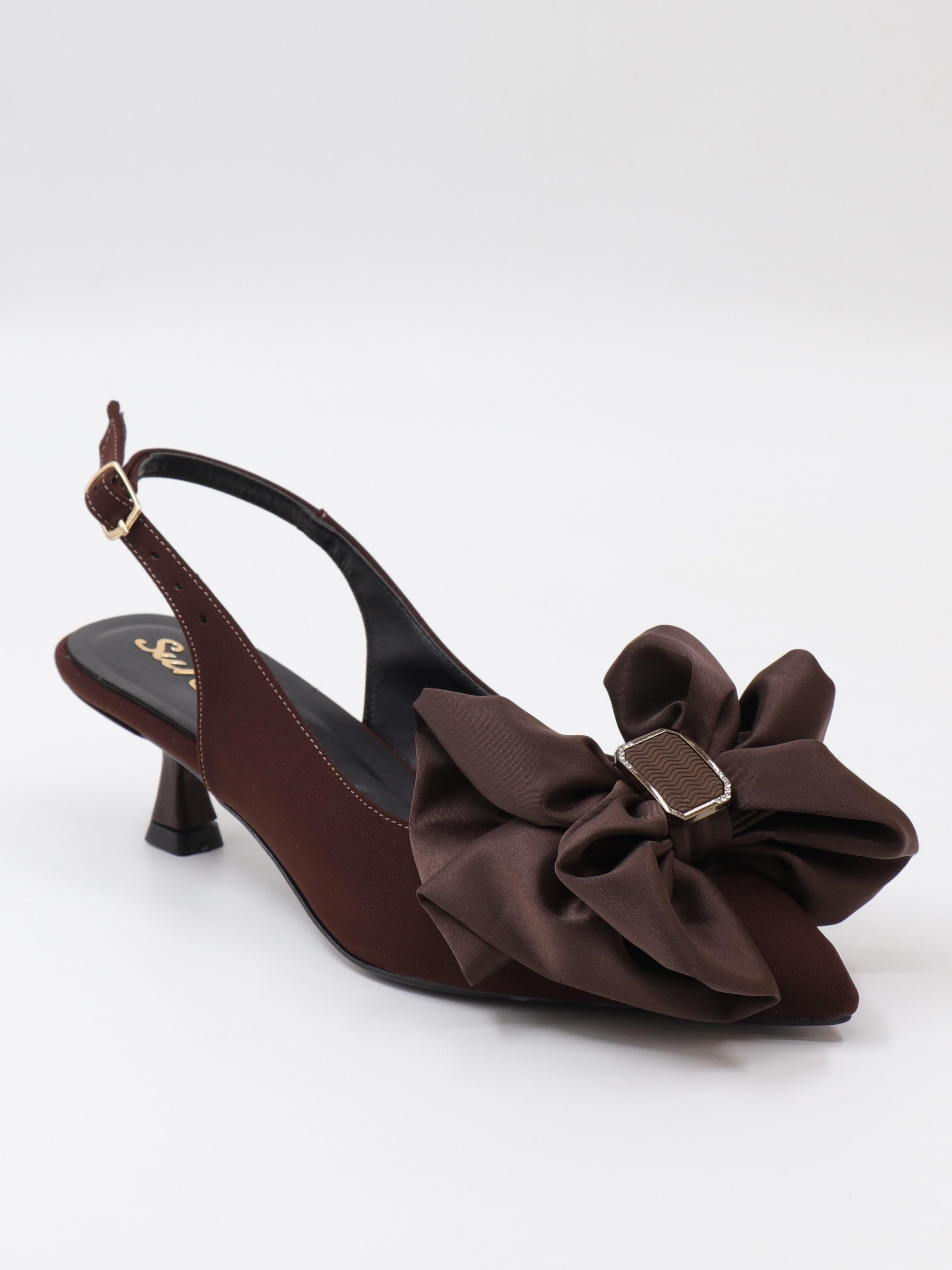 Nesil Shoes Peri 3312 Kahve Saten Kadın Sandalet