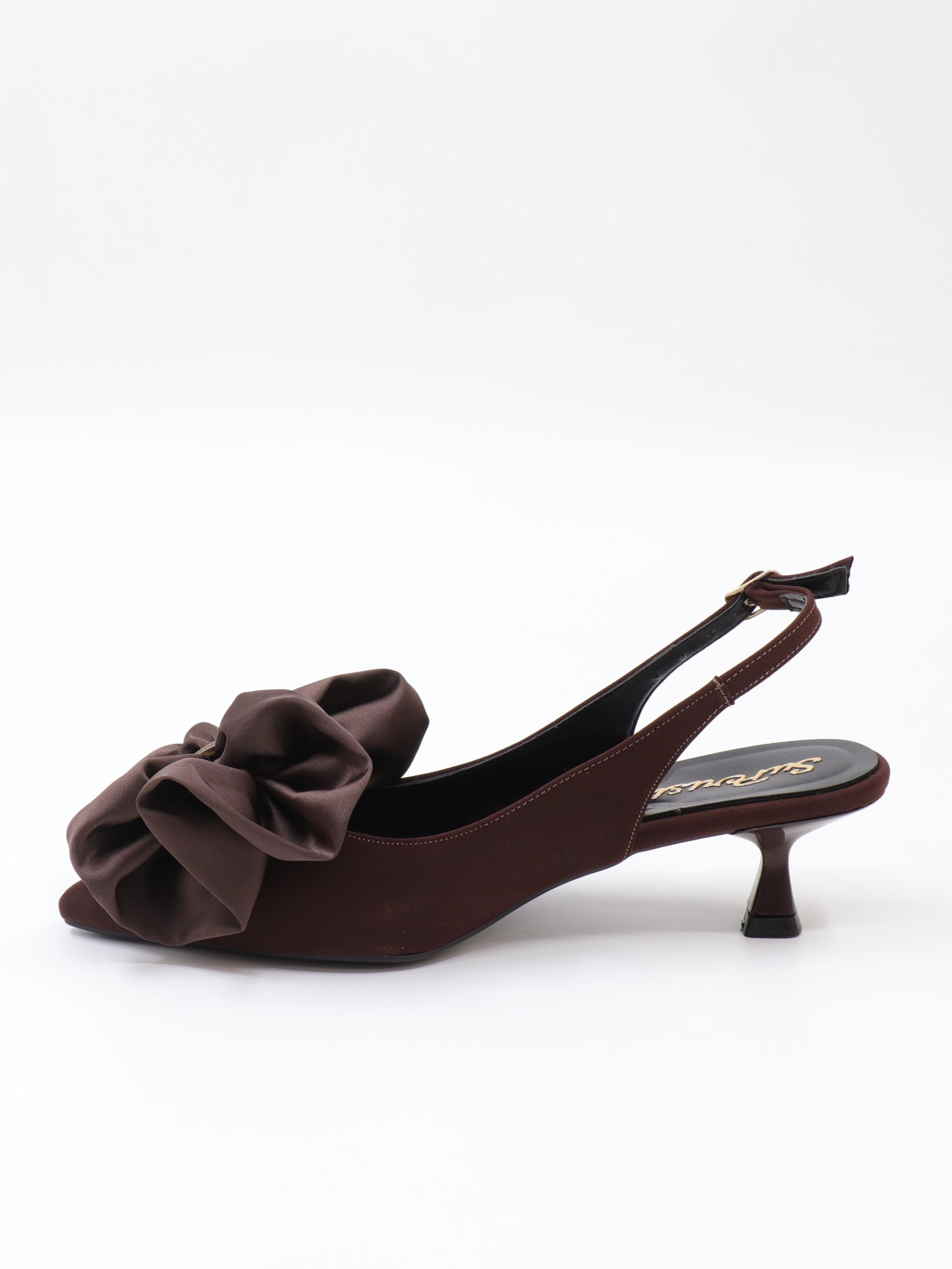Nesil Shoes Peri 3312 Kahve Saten Kadın Sandalet