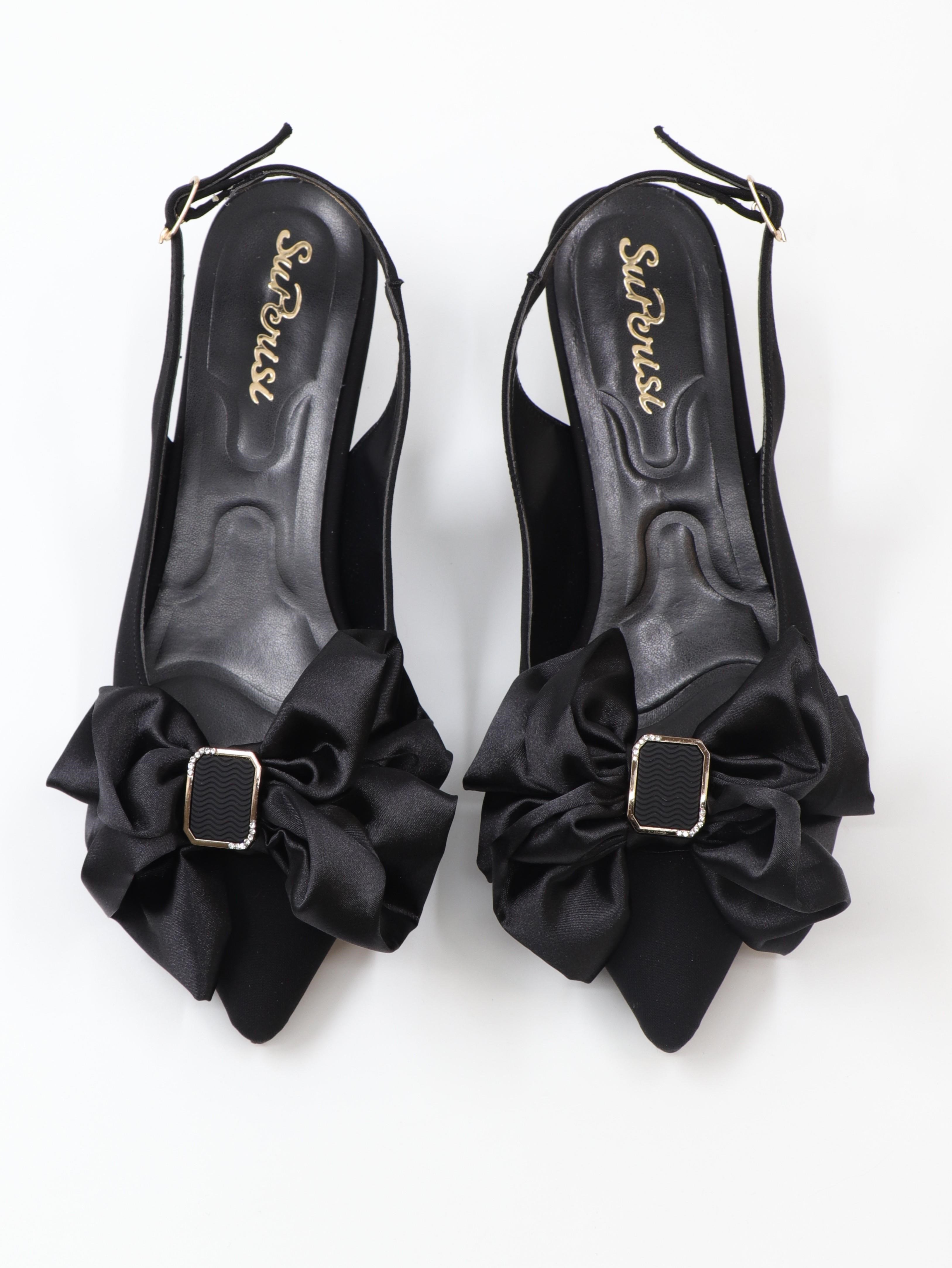Nesil Shoes Peri 3312 Siyah Saten Kadın Sandalet