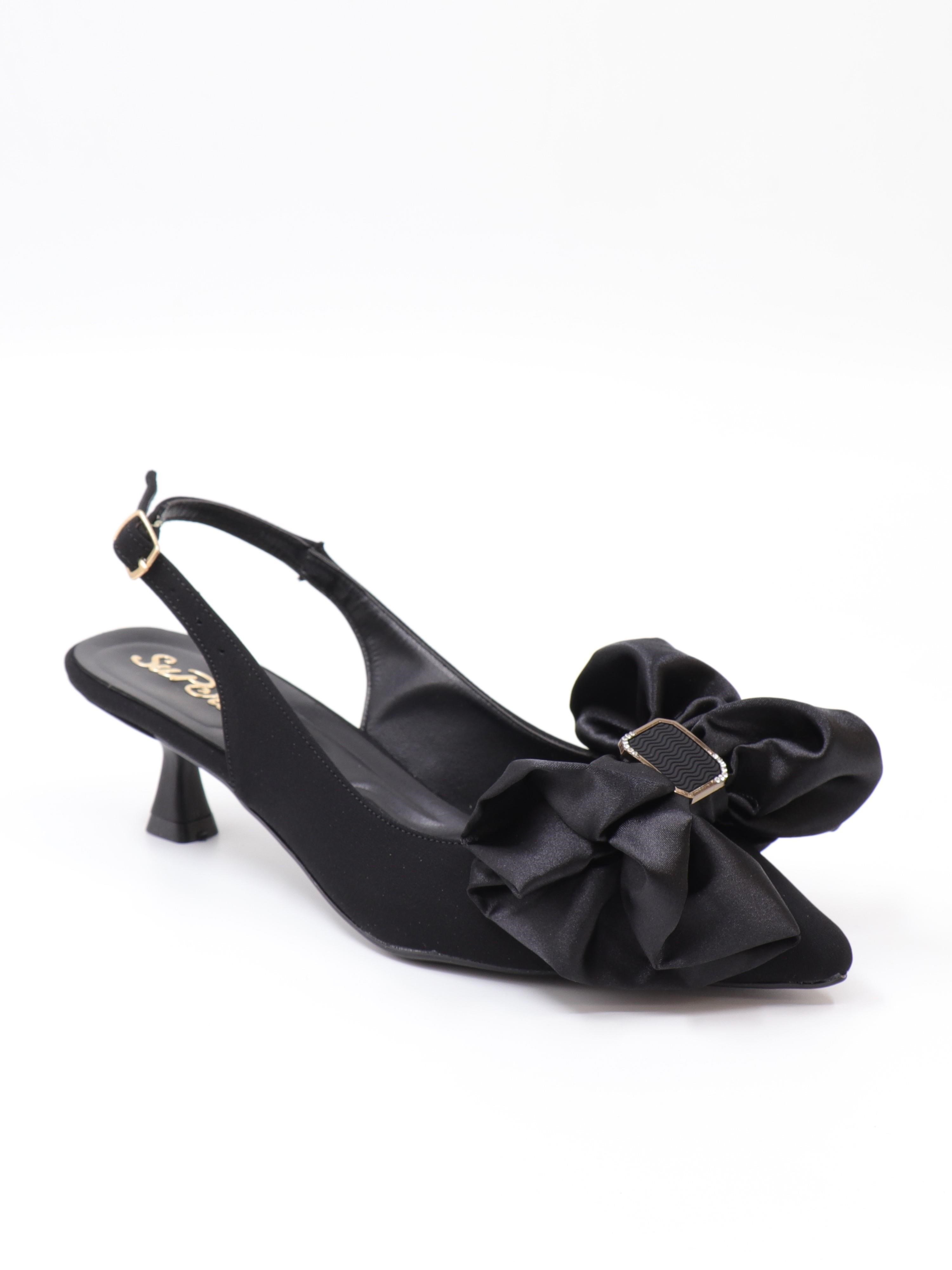 Nesil Shoes Peri 3312 Siyah Saten Kadın Sandalet