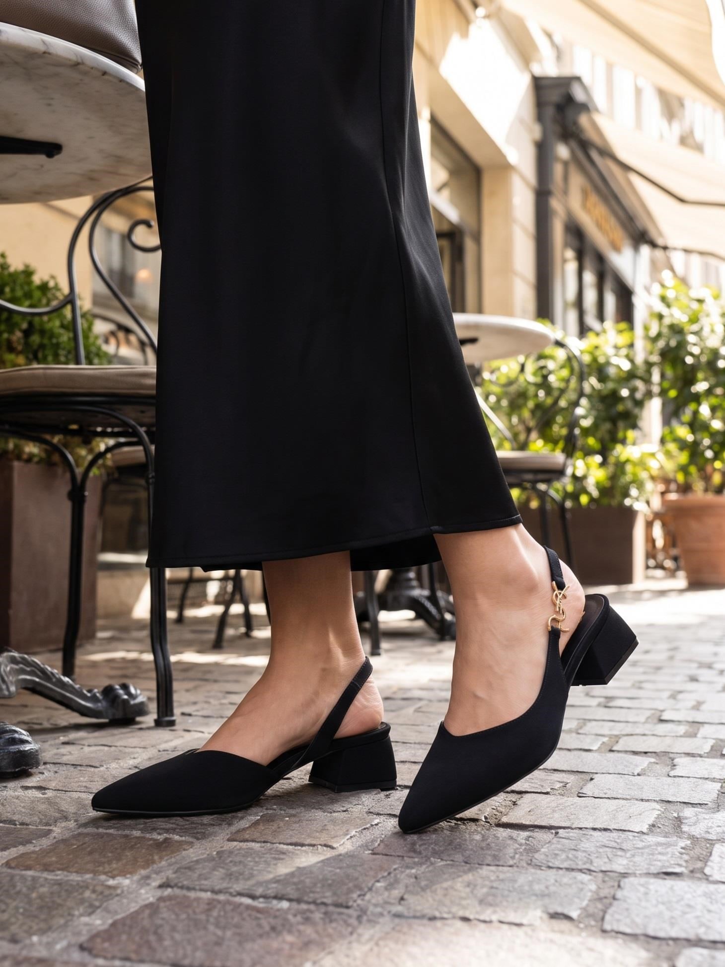 Nesil Shoes Peri 3655 Siyah Saten Kadın Sandalet
