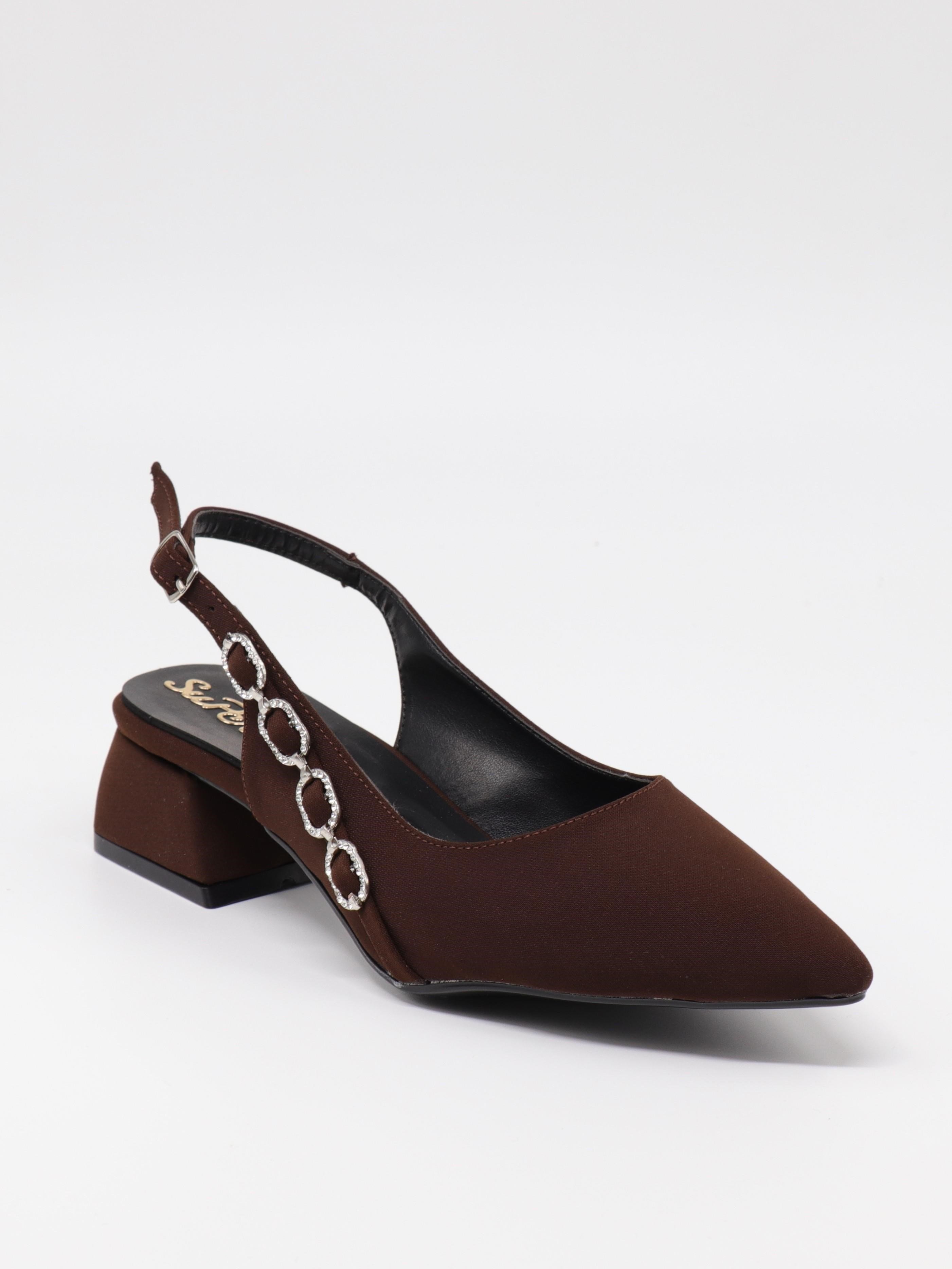 Nesil Shoes Peri 3668 Kahve Saten Kadın Sandalet