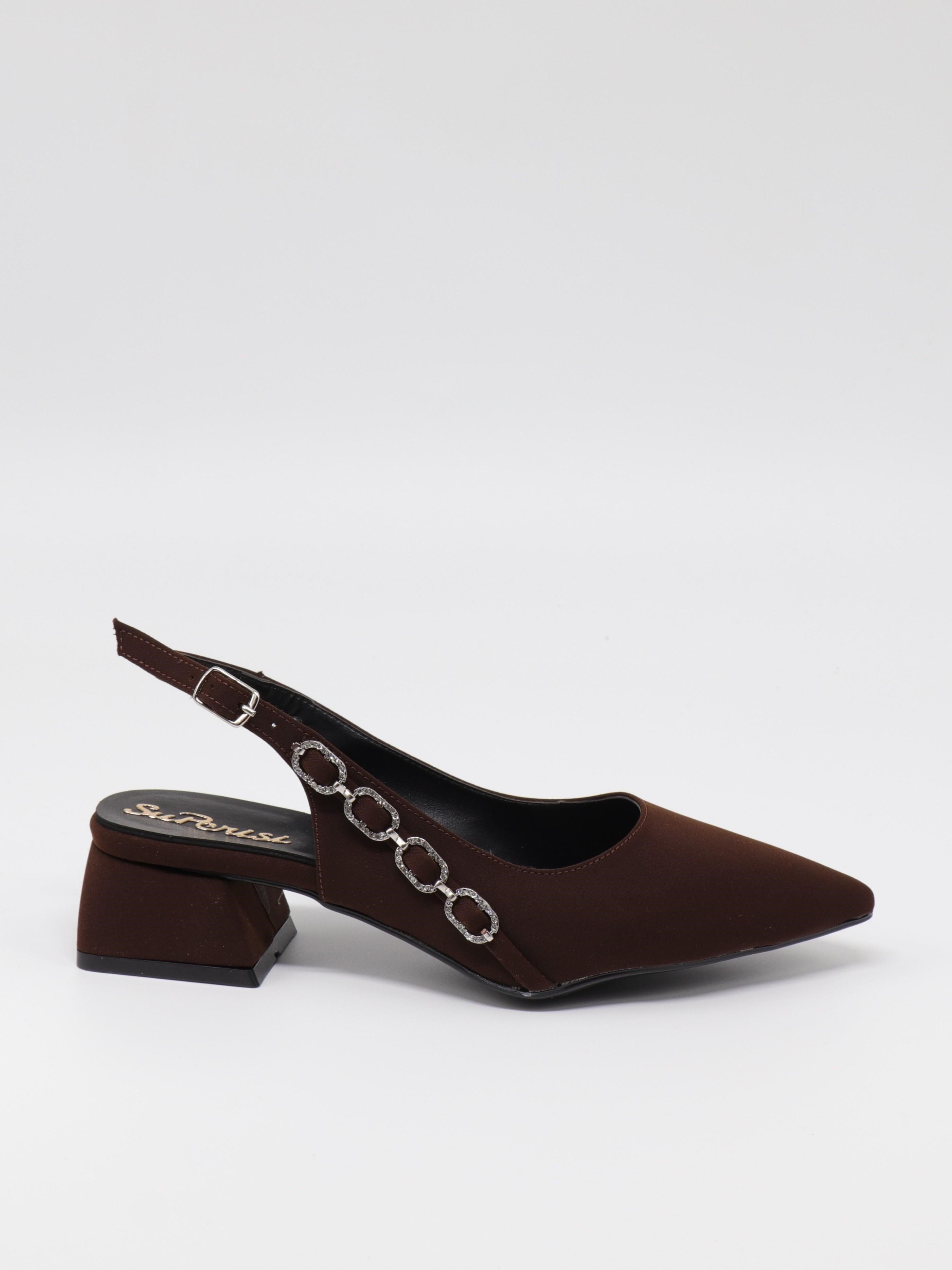 Nesil Shoes Peri 3668 Kahve Saten Kadın Sandalet