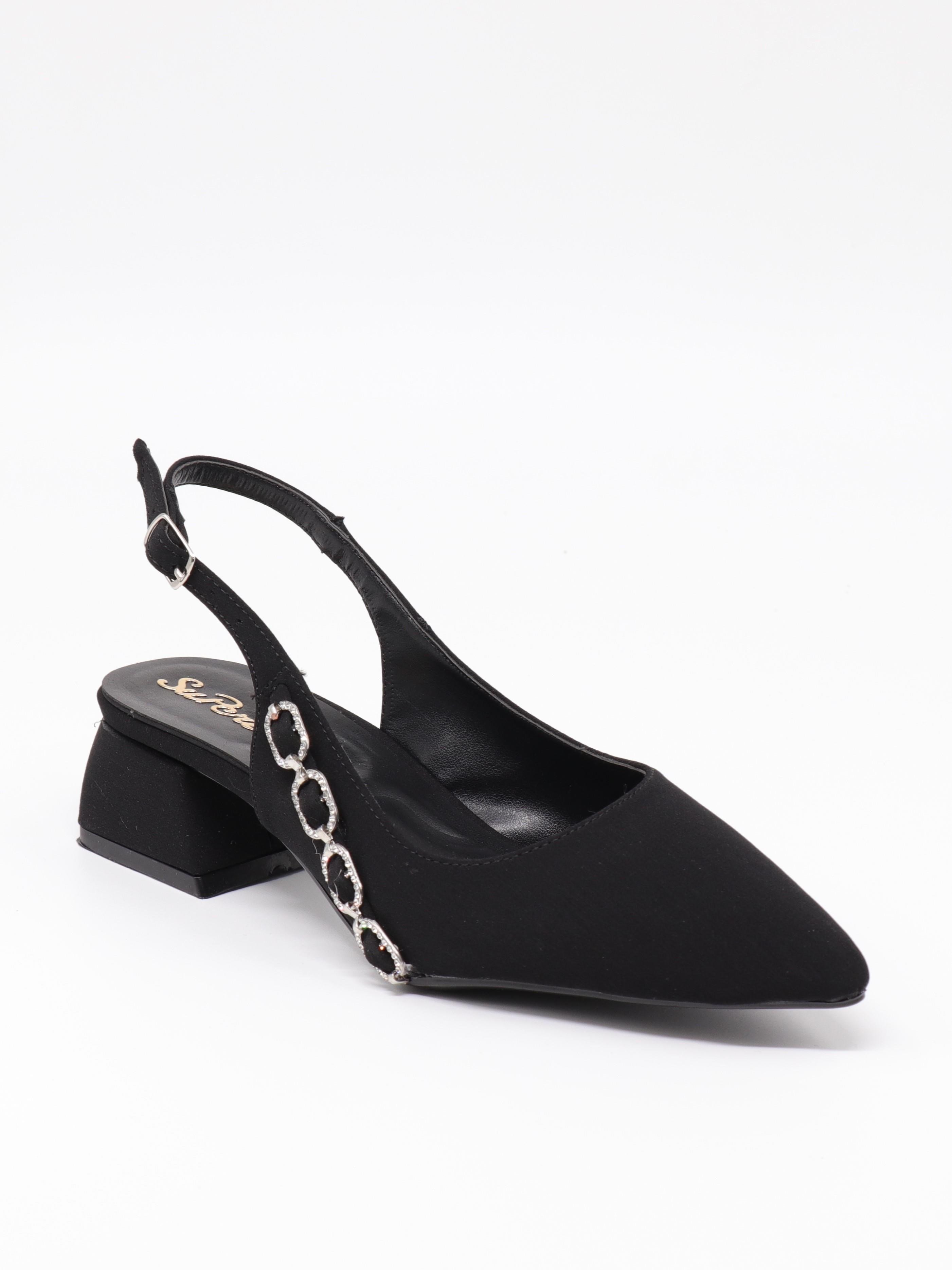Nesil Shoes Peri 3668 Siyah Saten Kadın Sandalet