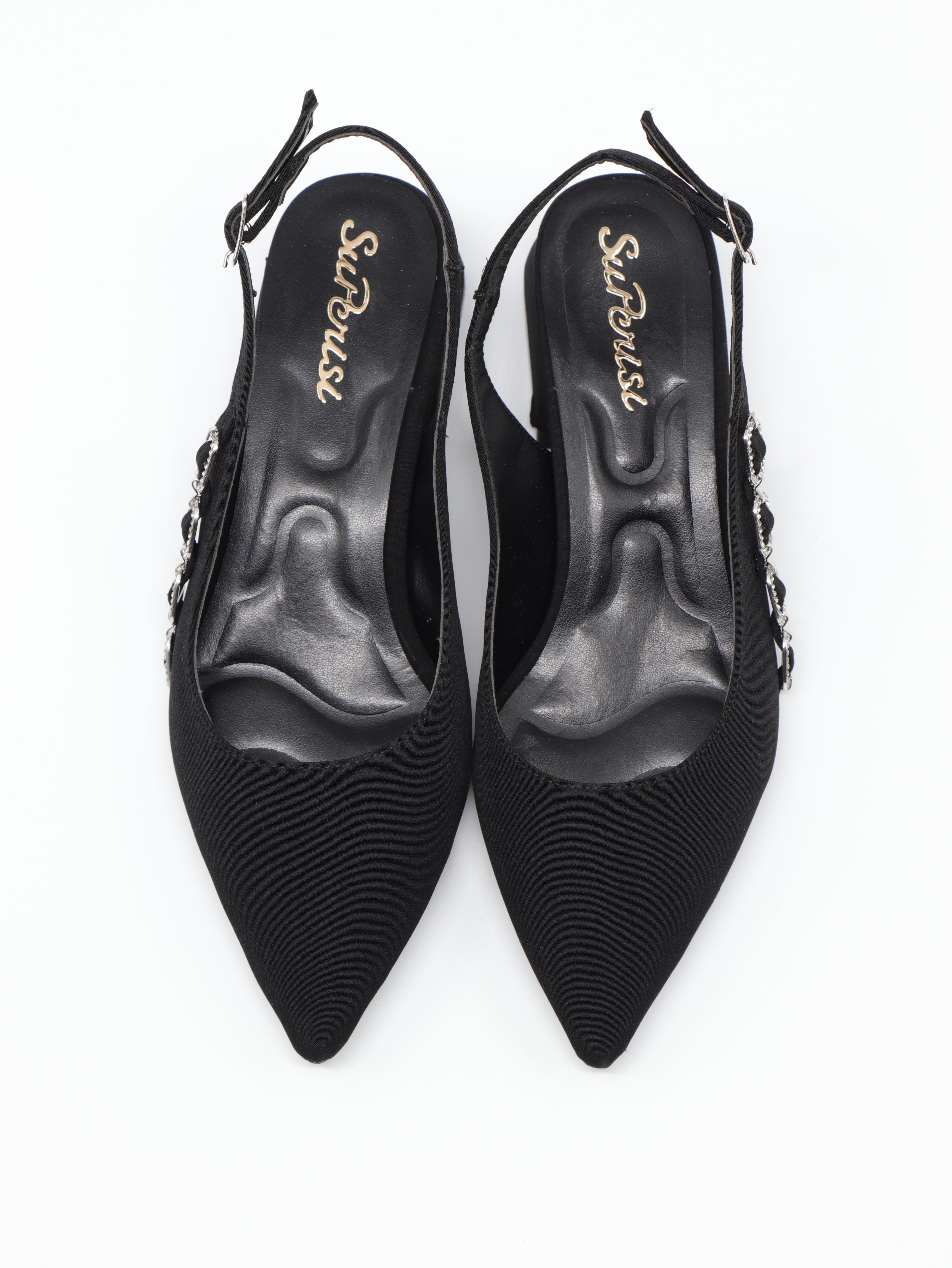 Nesil Shoes Peri 3668 Siyah Saten Kadın Sandalet