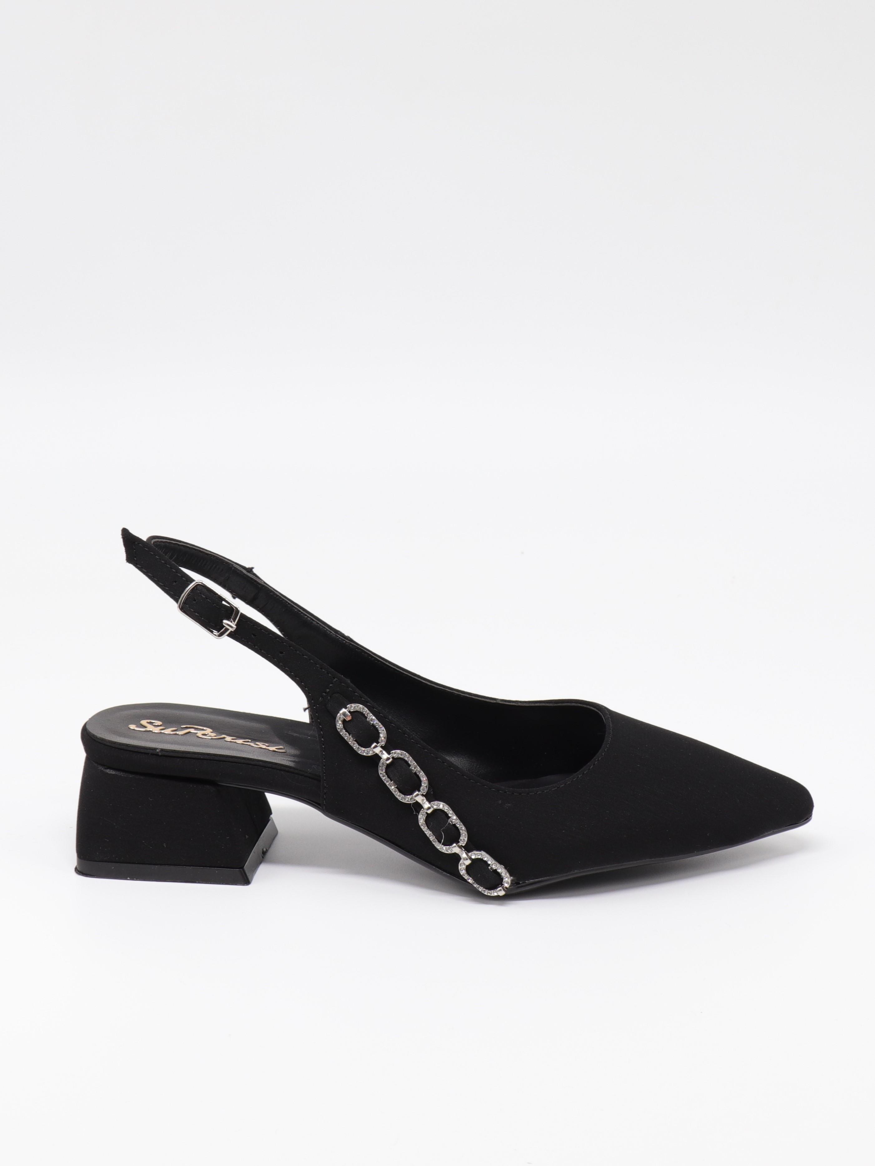 Nesil Shoes Peri 3668 Siyah Saten Kadın Sandalet