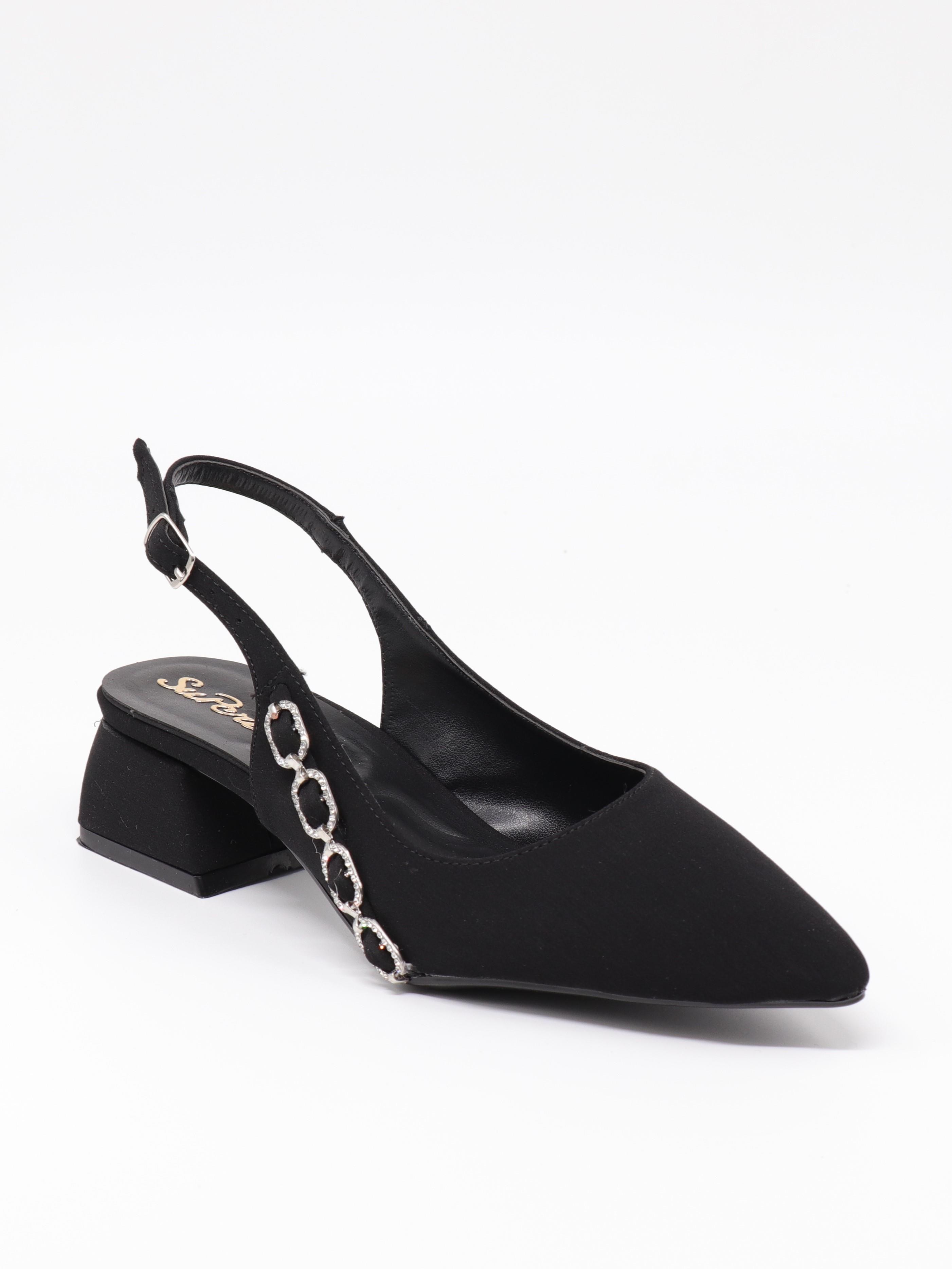 Nesil Shoes Peri 3668 Siyah Saten Kadın Sandalet