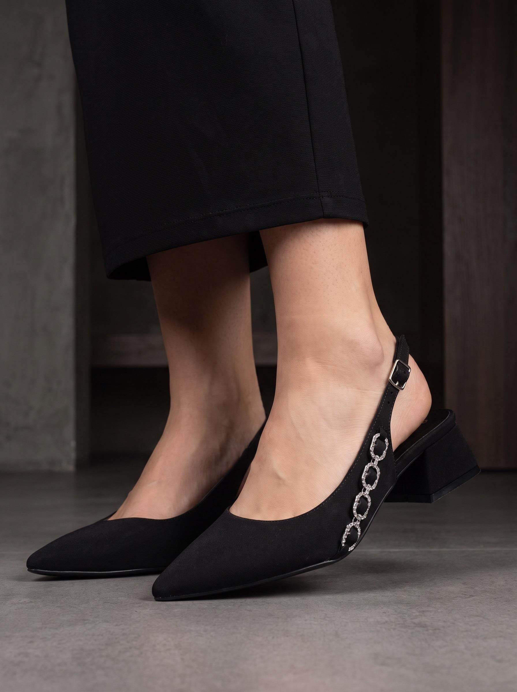 Nesil Shoes Peri 3668 Siyah Saten Kadın Sandalet