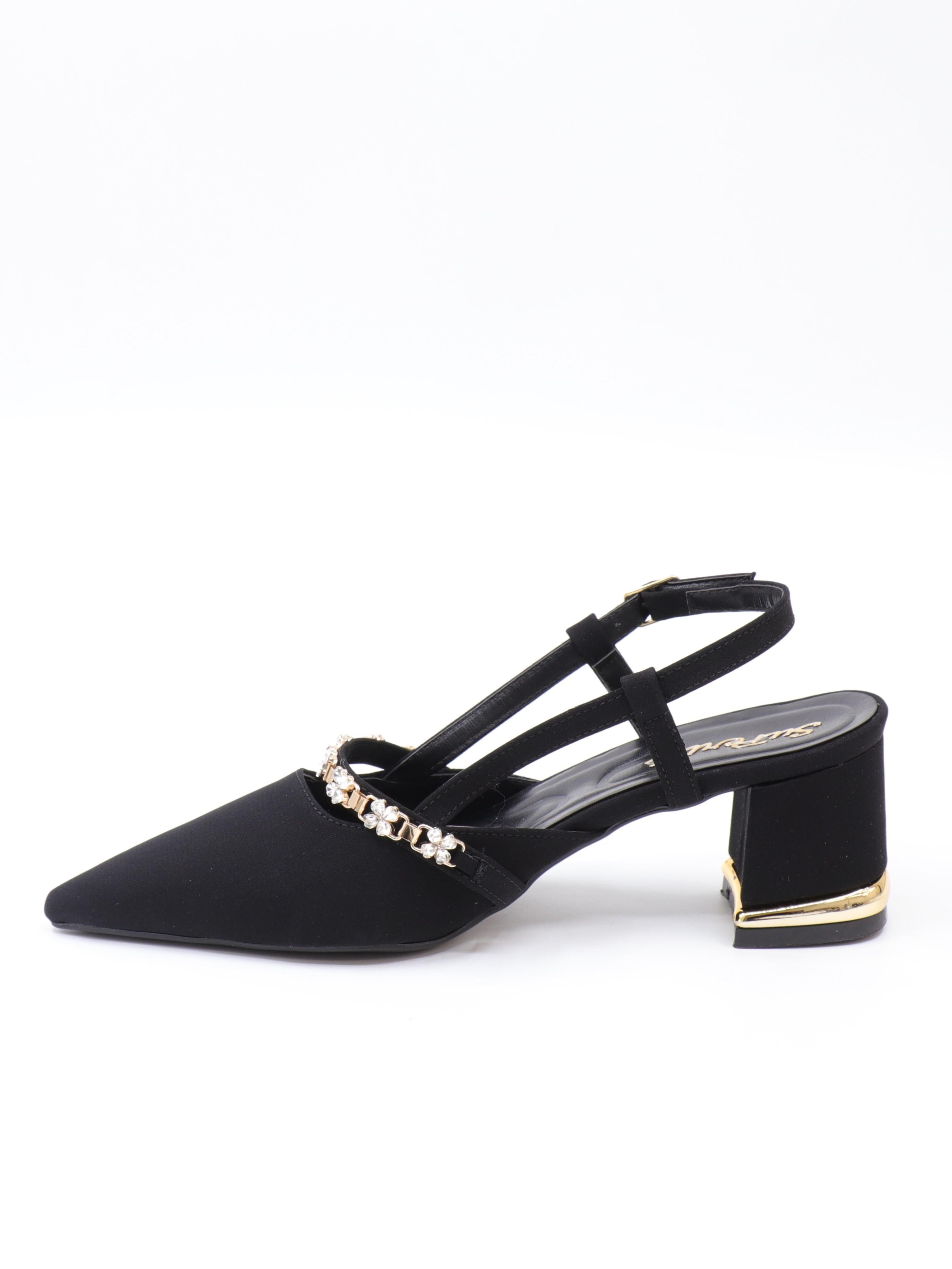 Nesil Shoes Peri 3691 Siyah Saten Kadın Sandalet