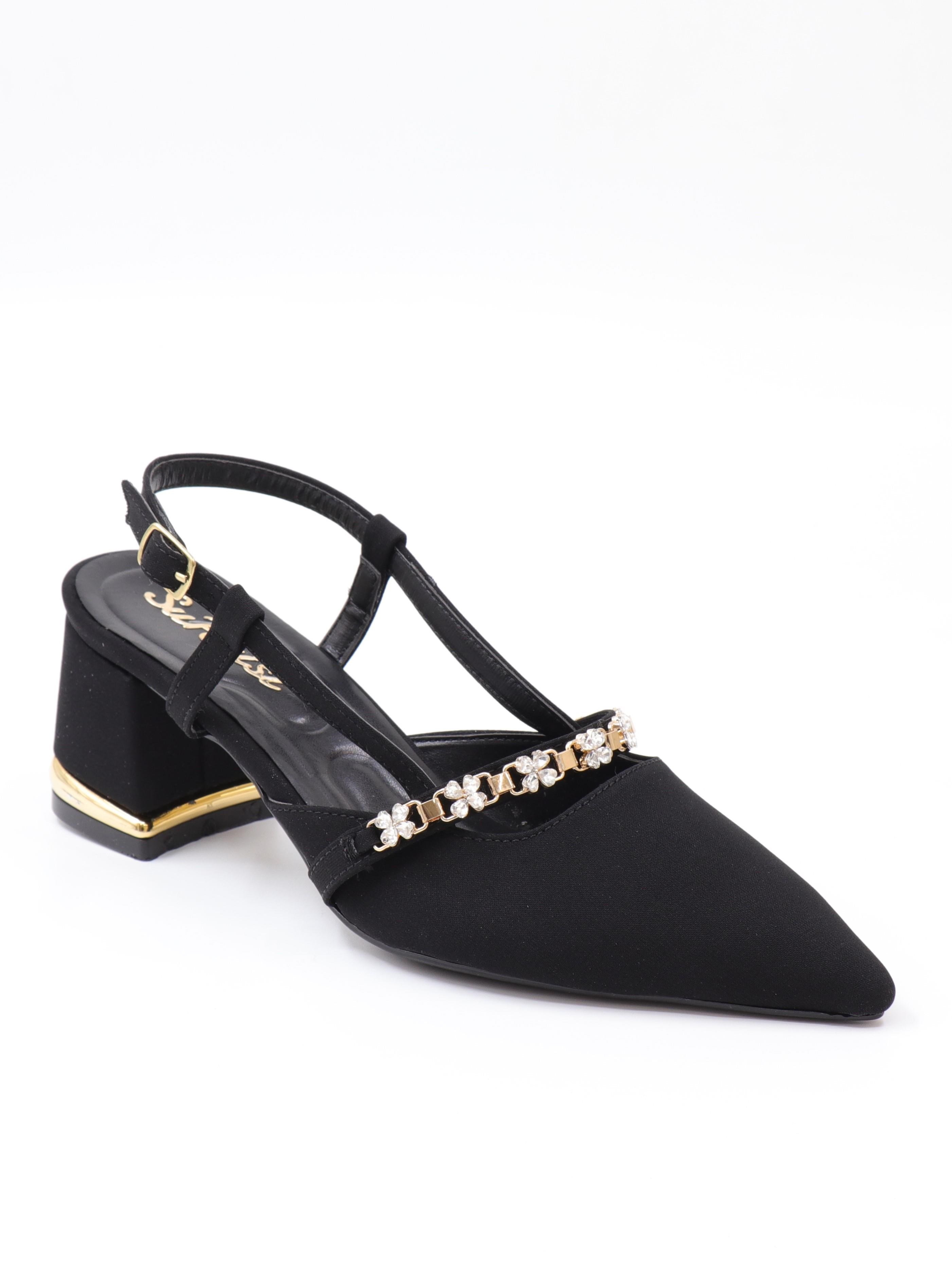 Nesil Shoes Peri 3691 Siyah Saten Kadın Sandalet