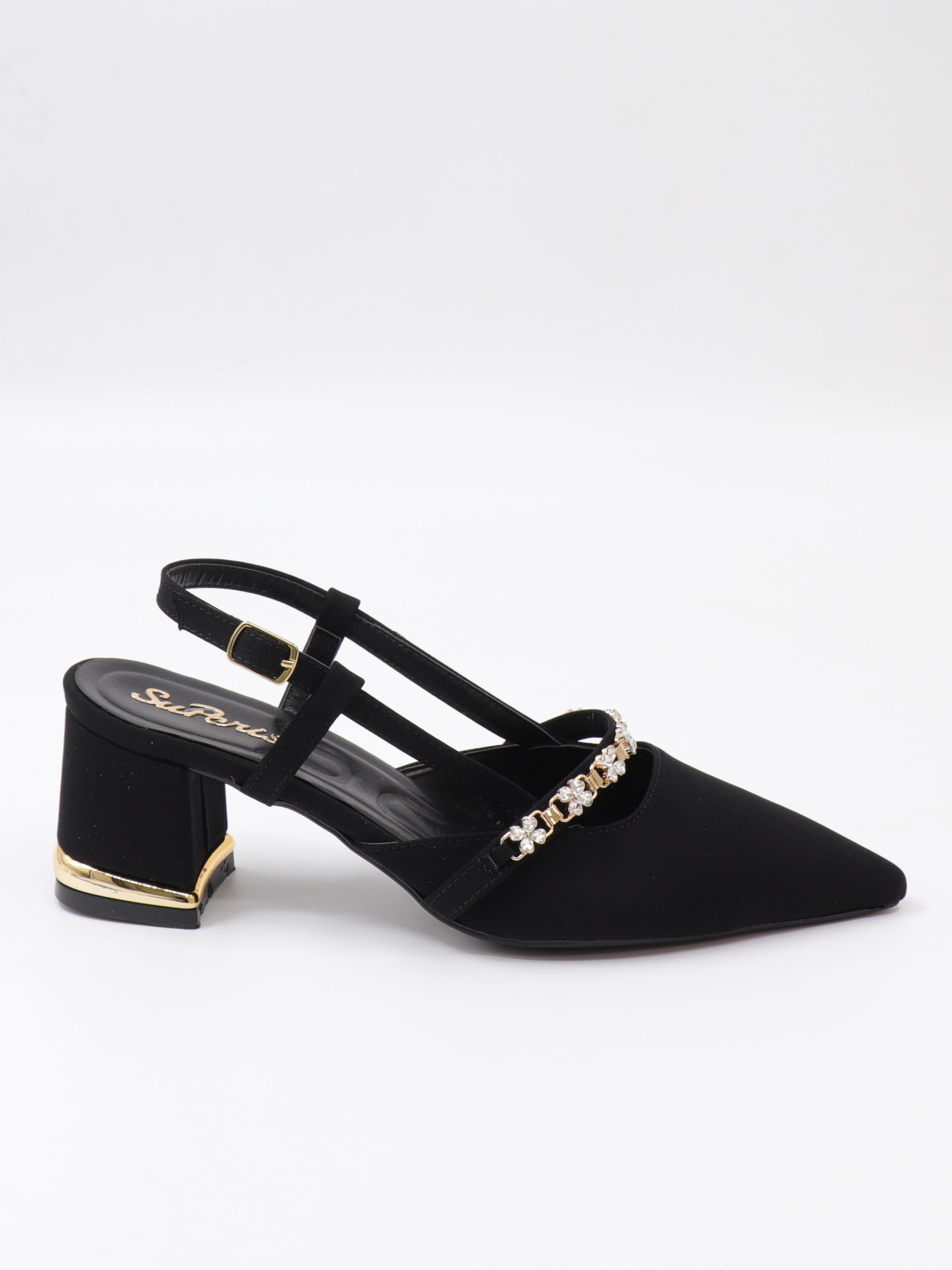 Nesil Shoes Peri 3691 Siyah Saten Kadın Sandalet
