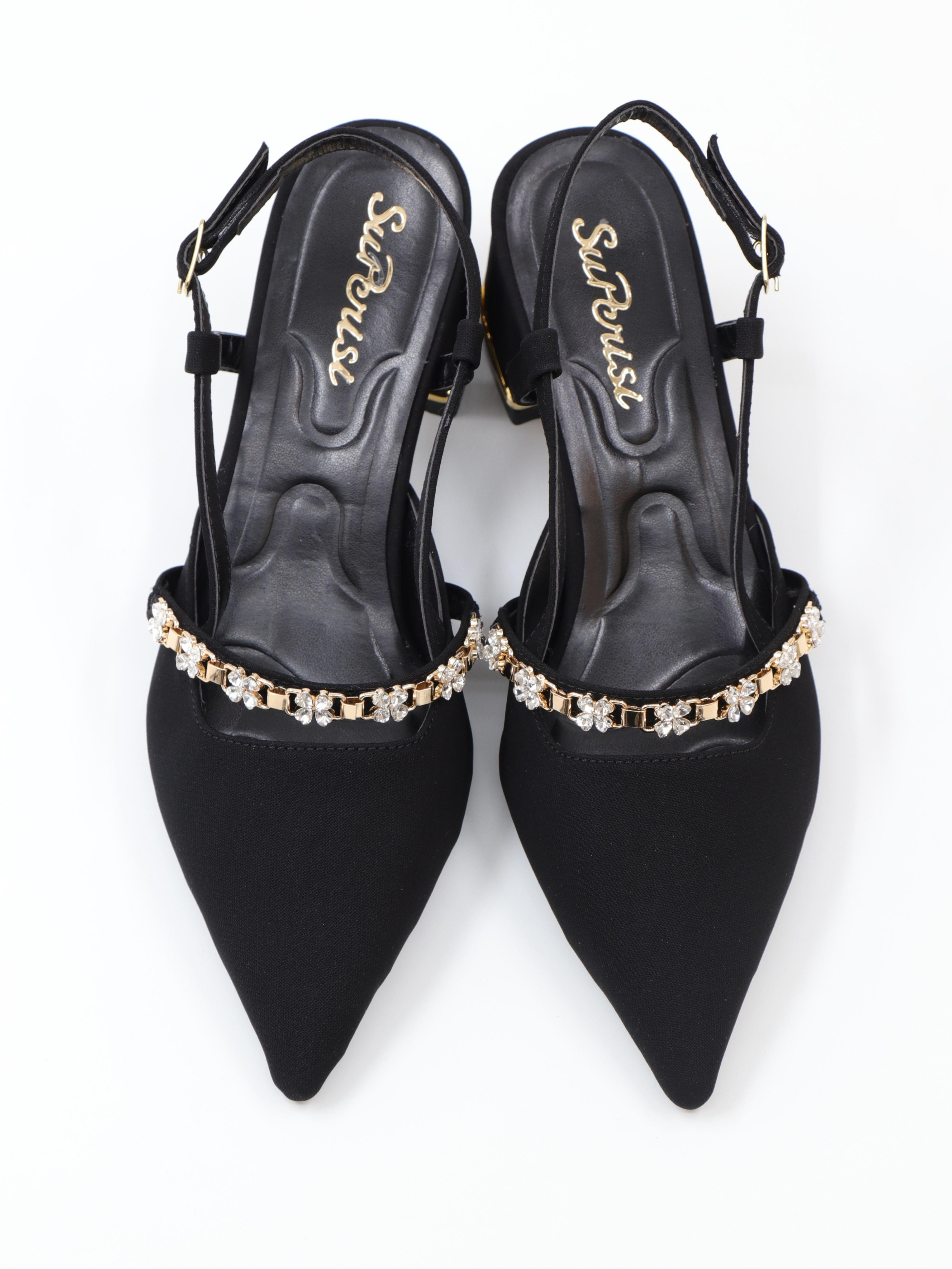 Nesil Shoes Peri 3691 Siyah Saten Kadın Sandalet