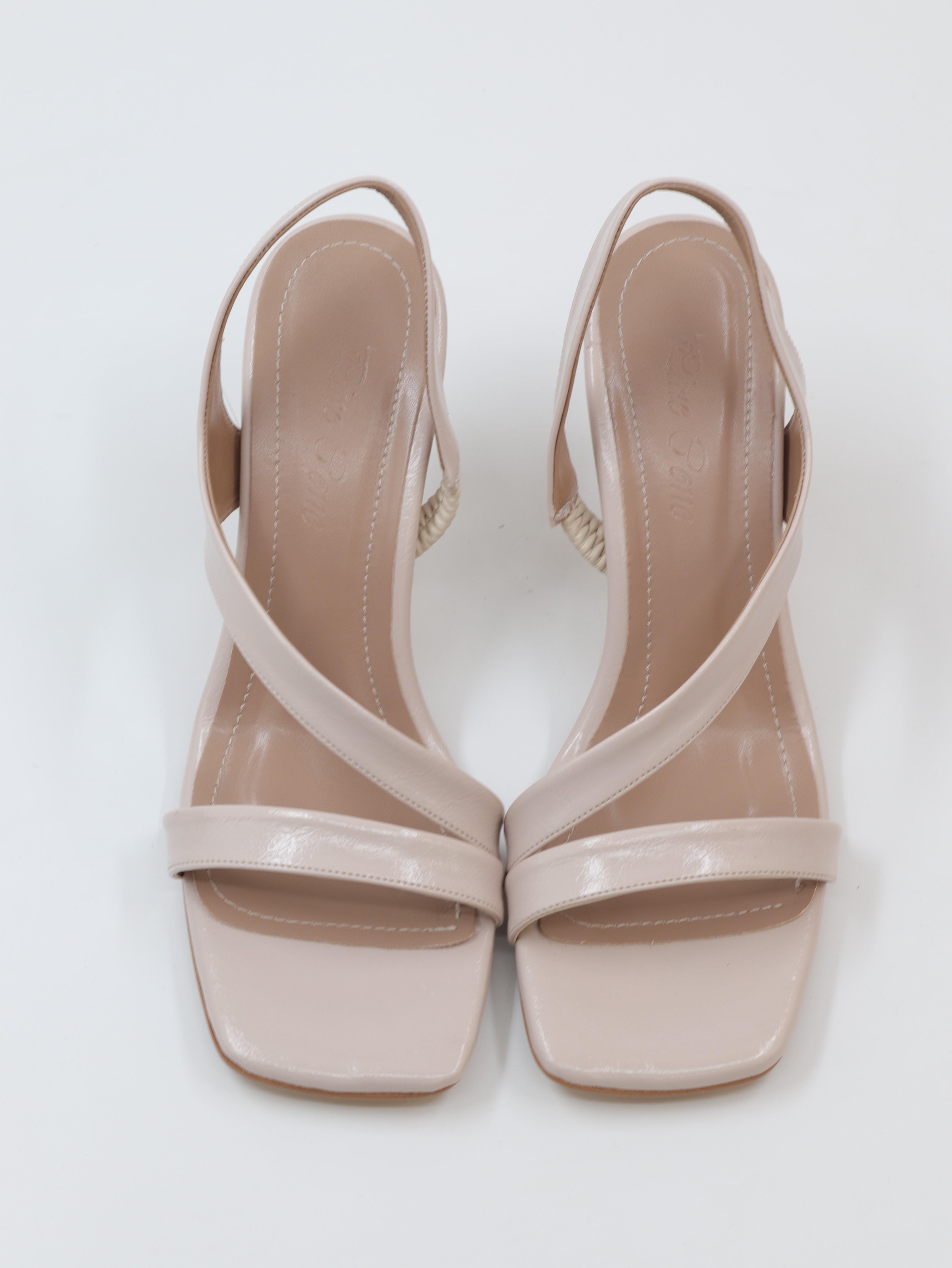 Nesil Shoes Pine 700 Bej Rugan Topuklu Dekolte Kadın Sandalet