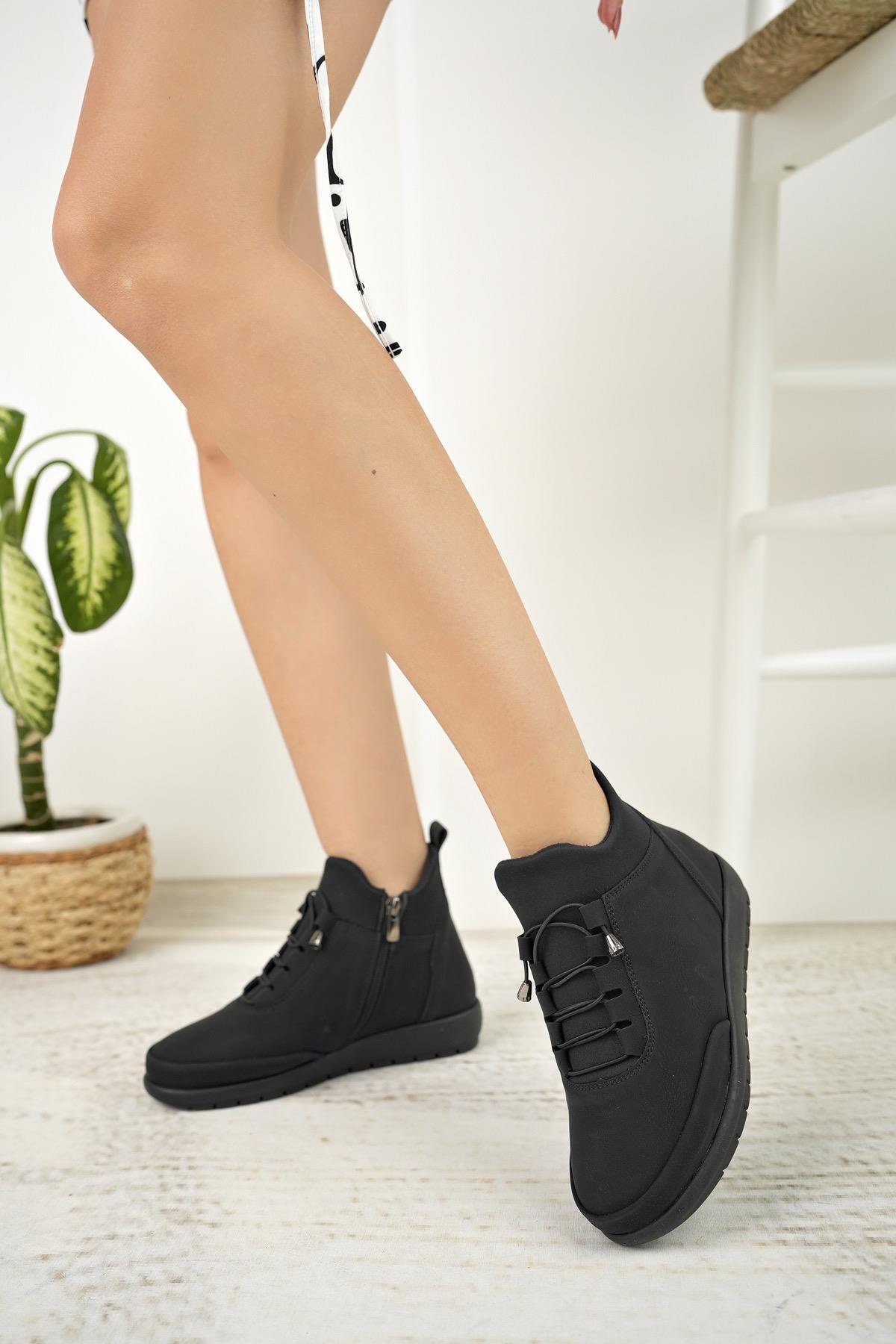 Nesil Shoes Sdf 025 Siyah Zümrüt Anatomik Kadın Bot